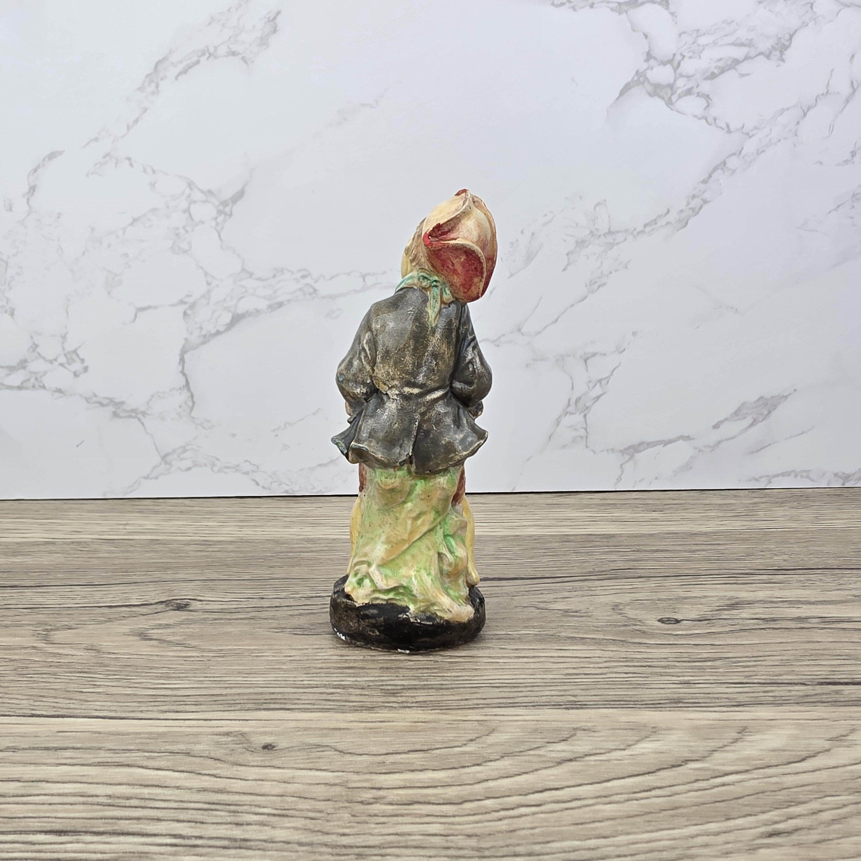 Chalkware Boy Figurine Vintage Hand Painted European Style 13 cm Collectible Sculpture