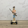 Vintage Italian Soldier Figurine – Hand Painted Carrara Marble Base Military Statue 20cm – Collectible Decoration