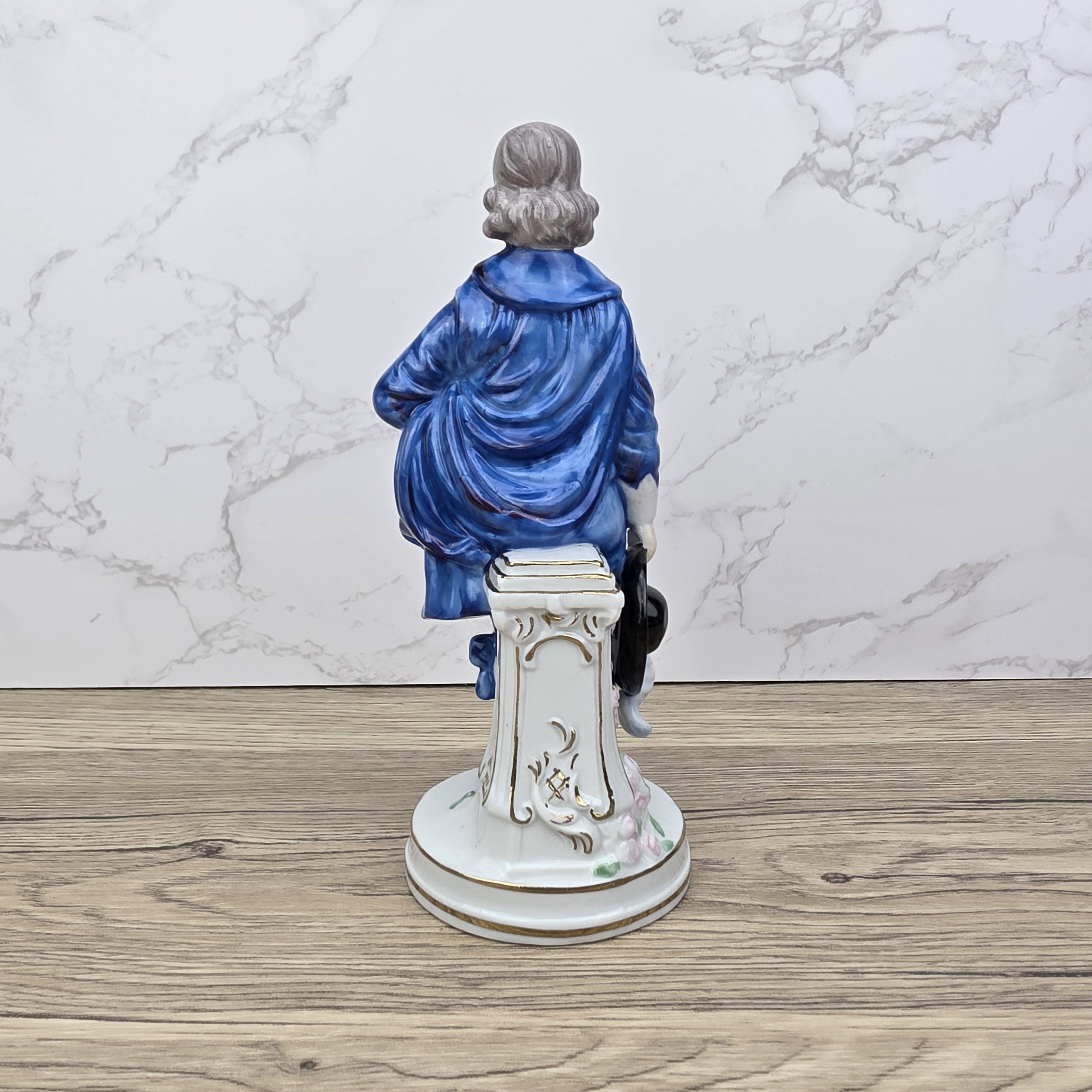 Vintage Blue Boy Porcelain Figurine: 18th Century Style Home Decor
