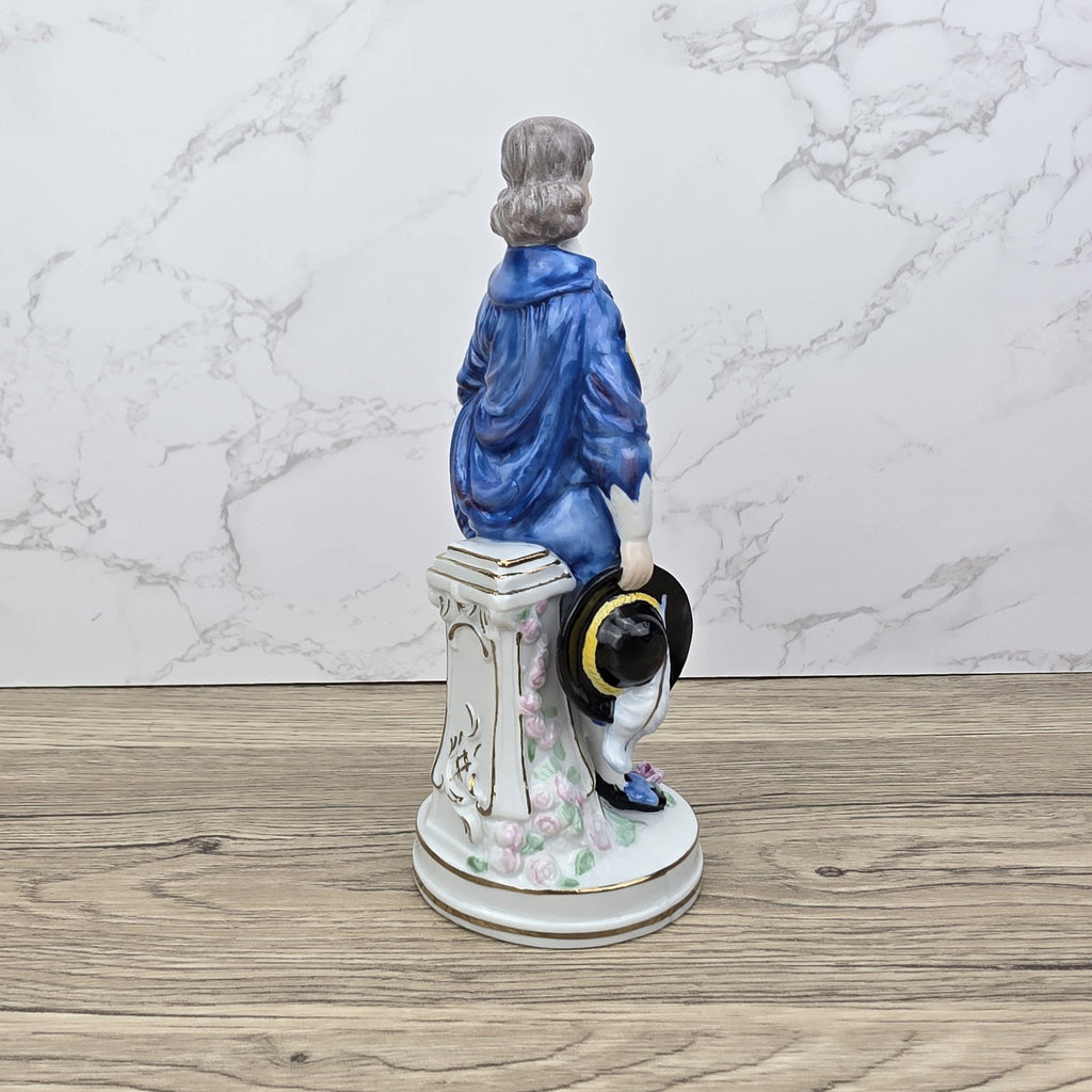 Vintage Blue Boy Porcelain Figurine: 18th Century Style Home Decor