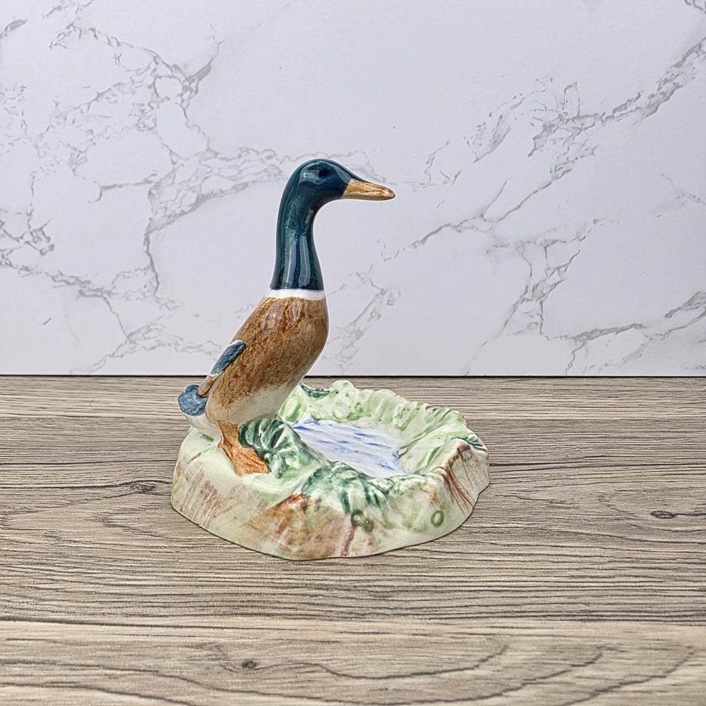 Vintage Beswick Mallard Duck Figurine: Porcelain Trinket Dish, England