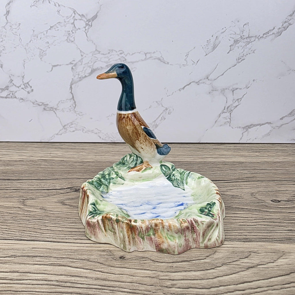 Vintage Beswick Mallard Duck Figurine: Porcelain Trinket Dish, England