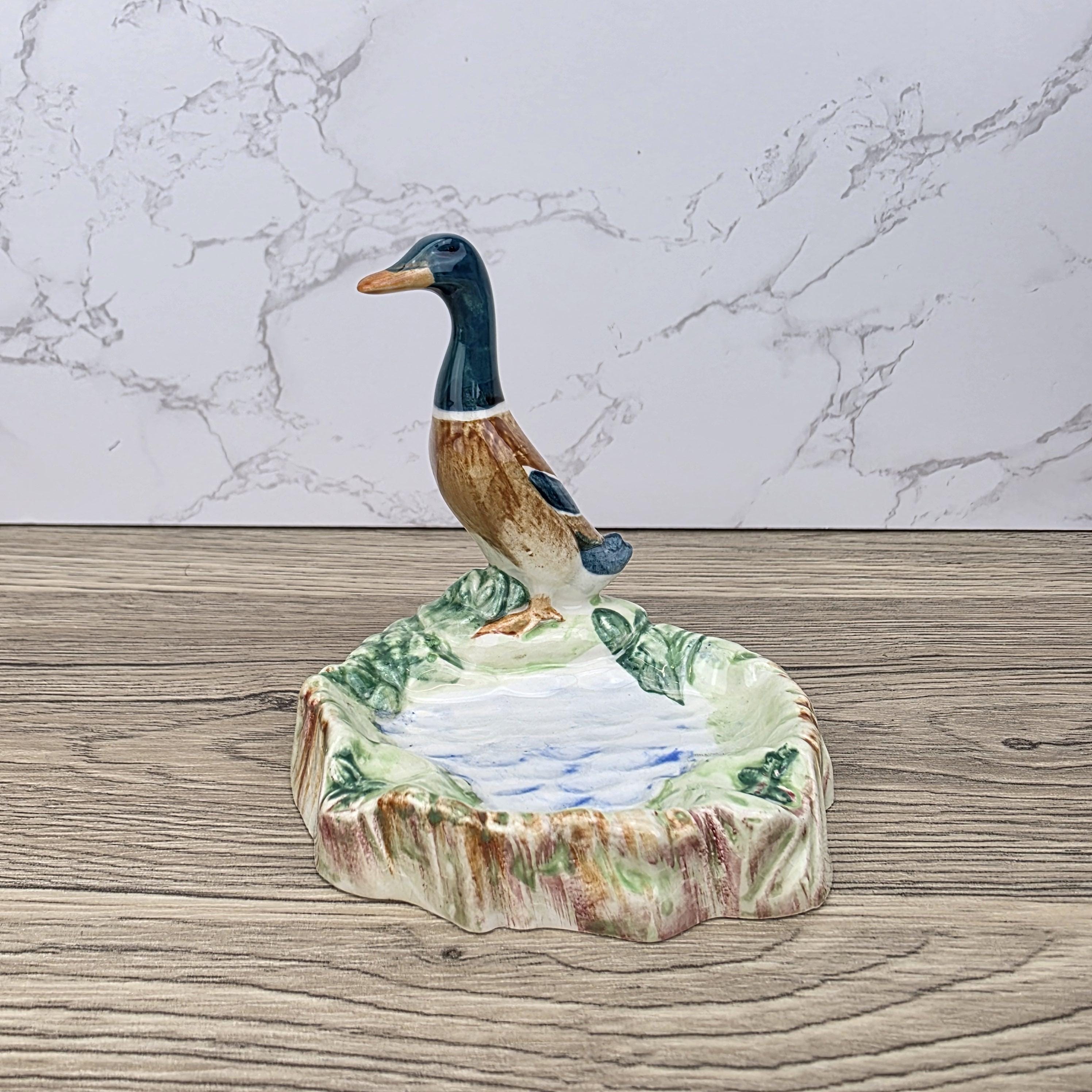 Vintage Beswick Mallard Duck Figurine: Porcelain Trinket Dish, England