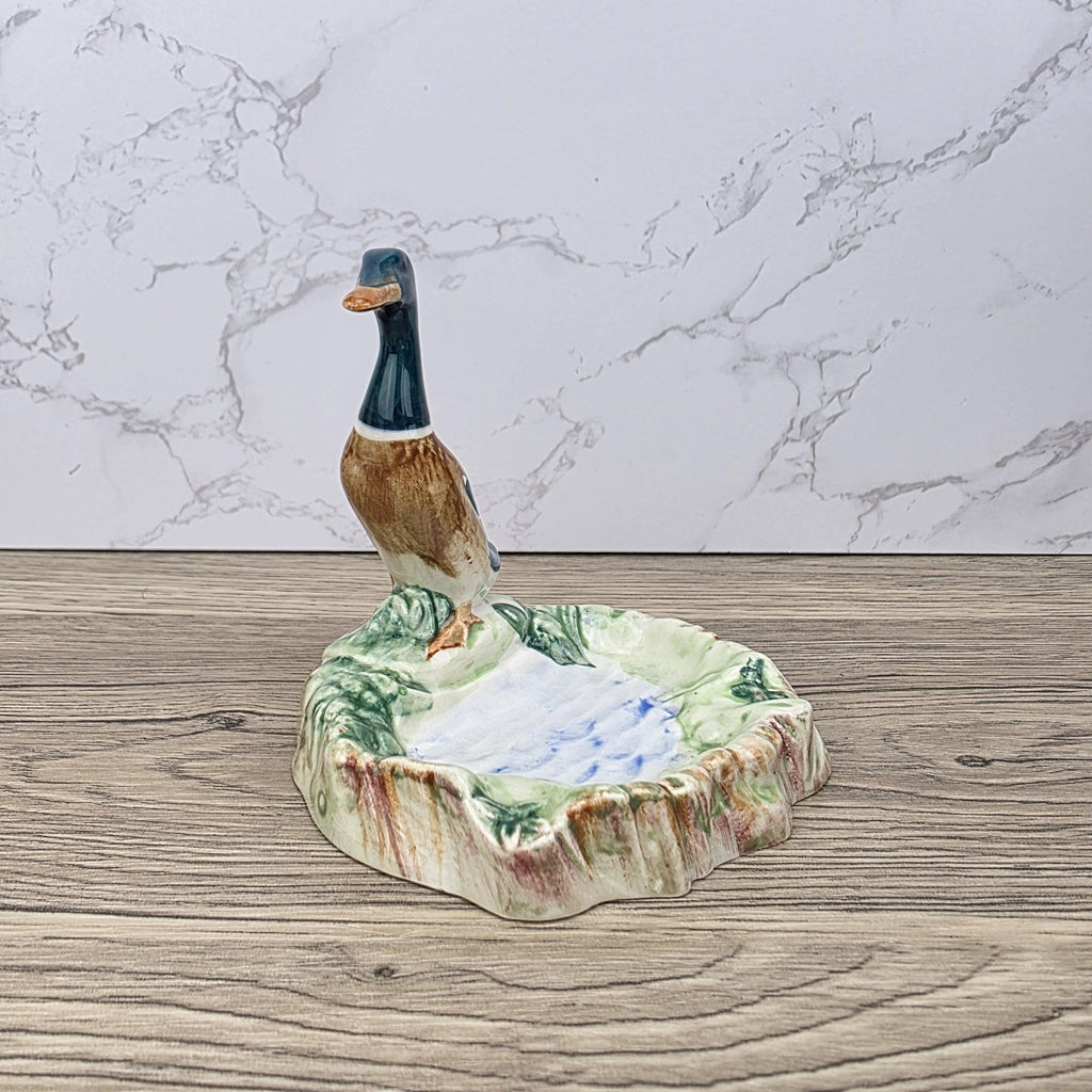 Vintage Beswick Mallard Duck Figurine: Porcelain Trinket Dish, England