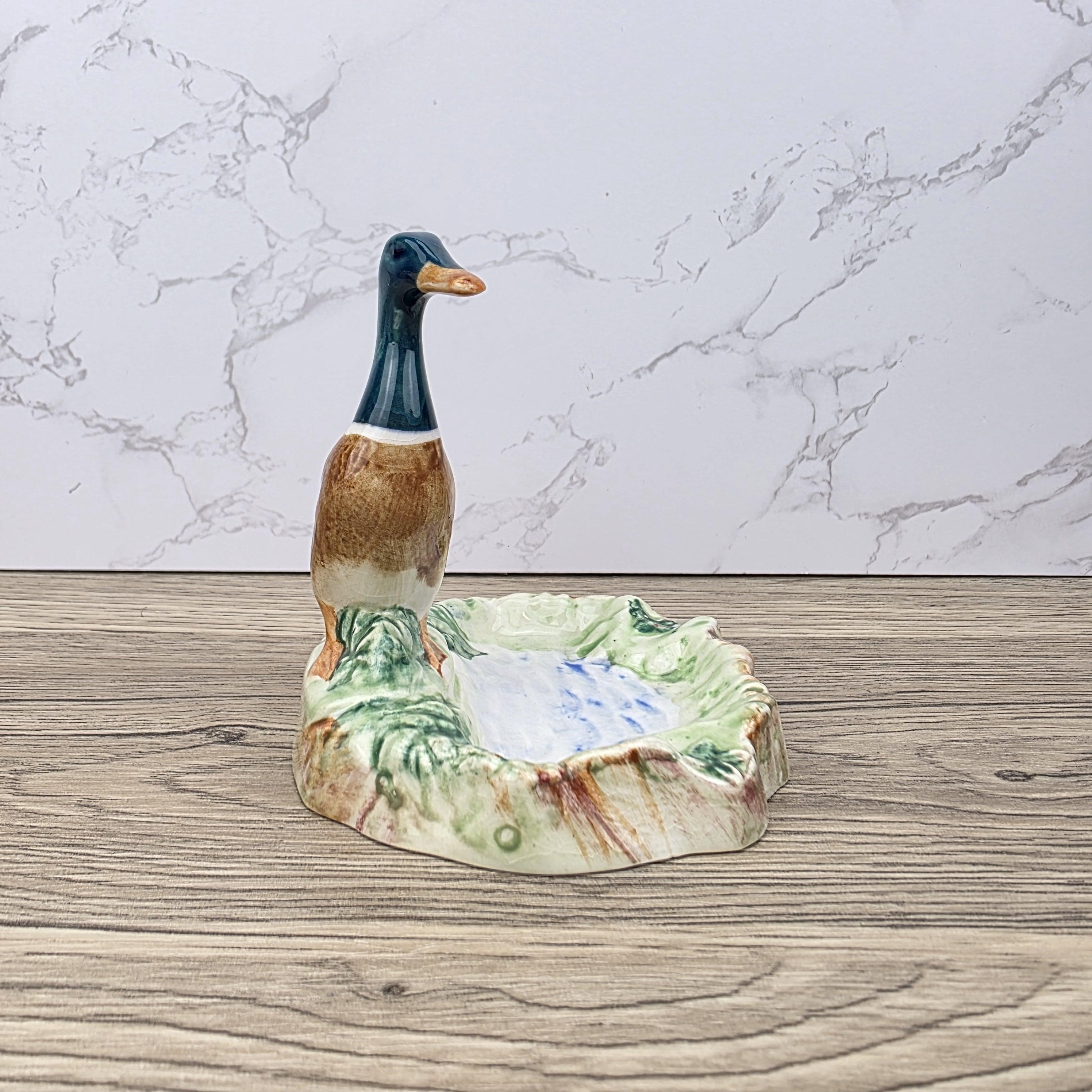 Vintage Beswick Mallard Duck Figurine: Porcelain Trinket Dish, England