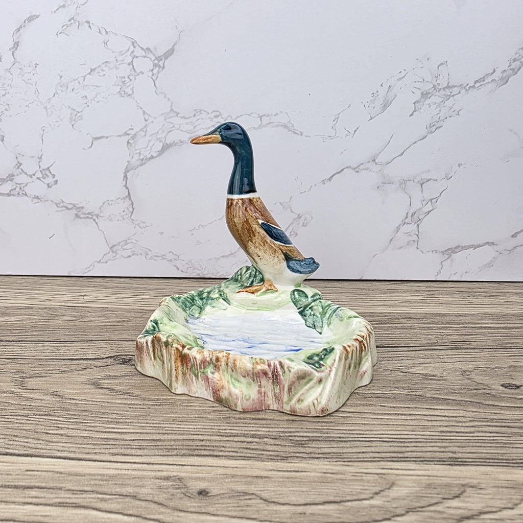 Vintage Beswick Mallard Duck Figurine: Porcelain Trinket Dish, England