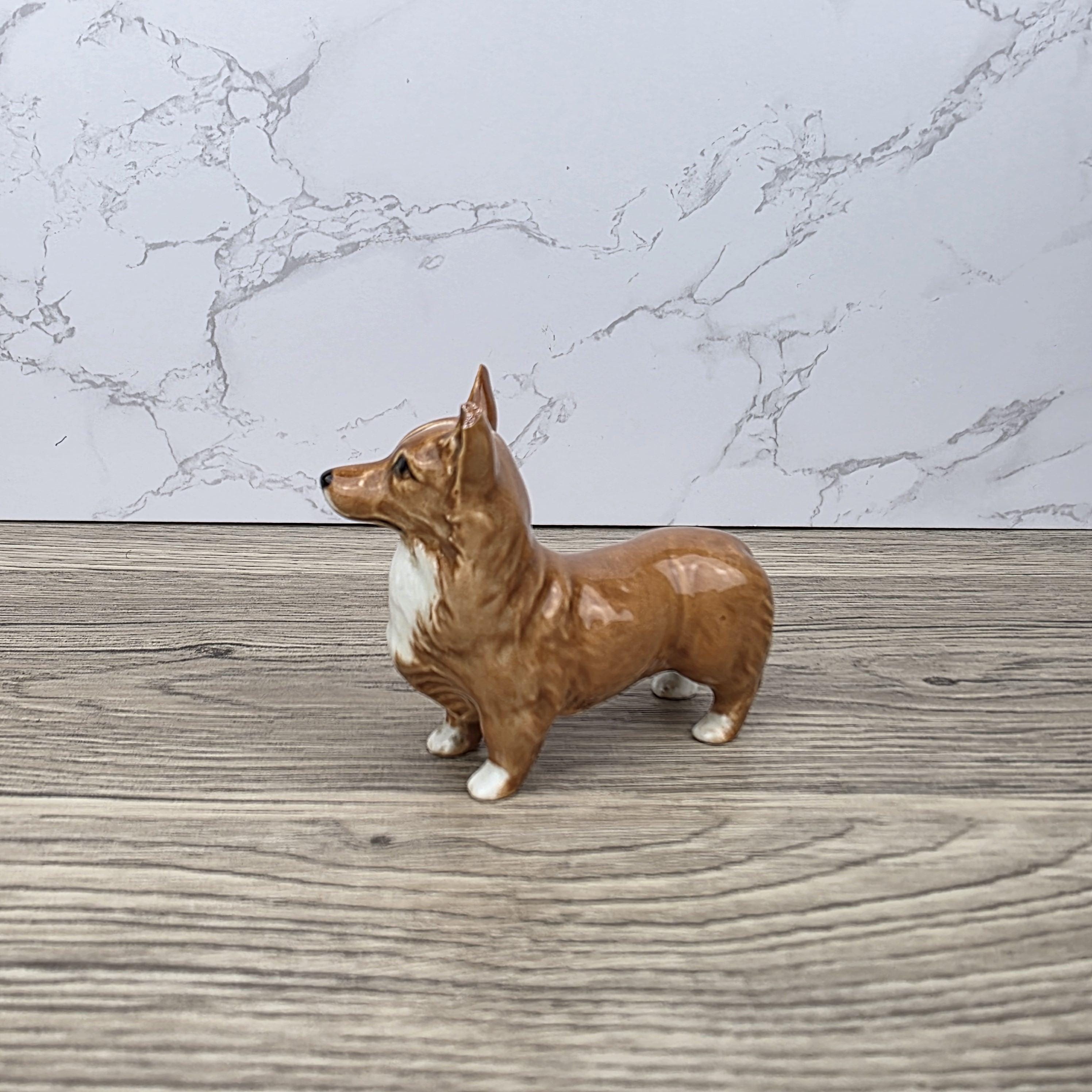 Beswick England Corgi Dog Figurine Vintage Porcelain Brown White Ceramic Animal Collectible British Pottery
