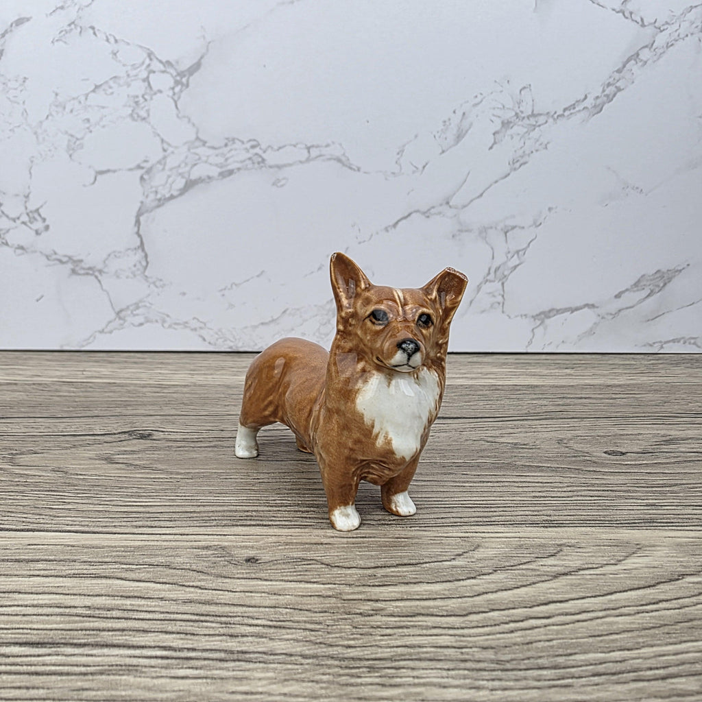 Beswick England Corgi Dog Figurine Vintage Porcelain Brown White Ceramic Animal Collectible British Pottery