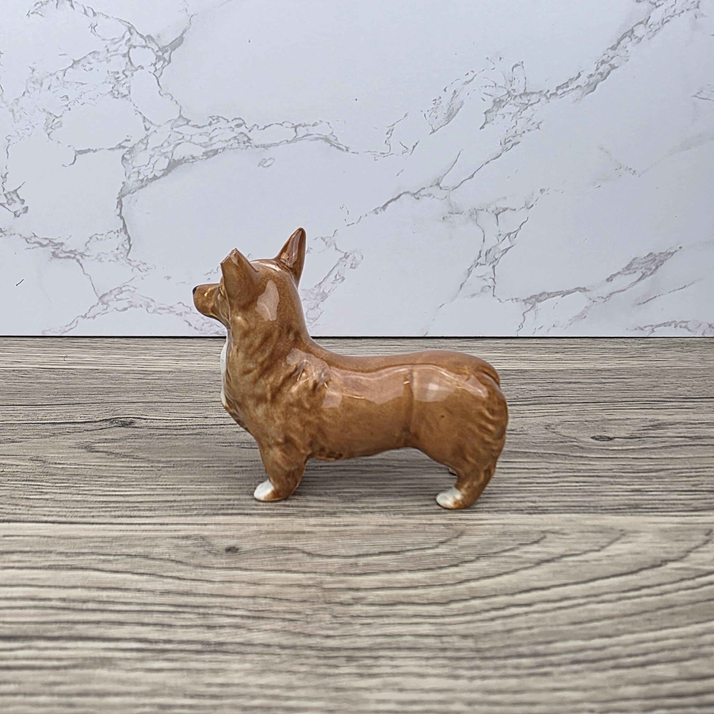 Beswick England Corgi Dog Figurine Vintage Porcelain Brown White Ceramic Animal Collectible British Pottery