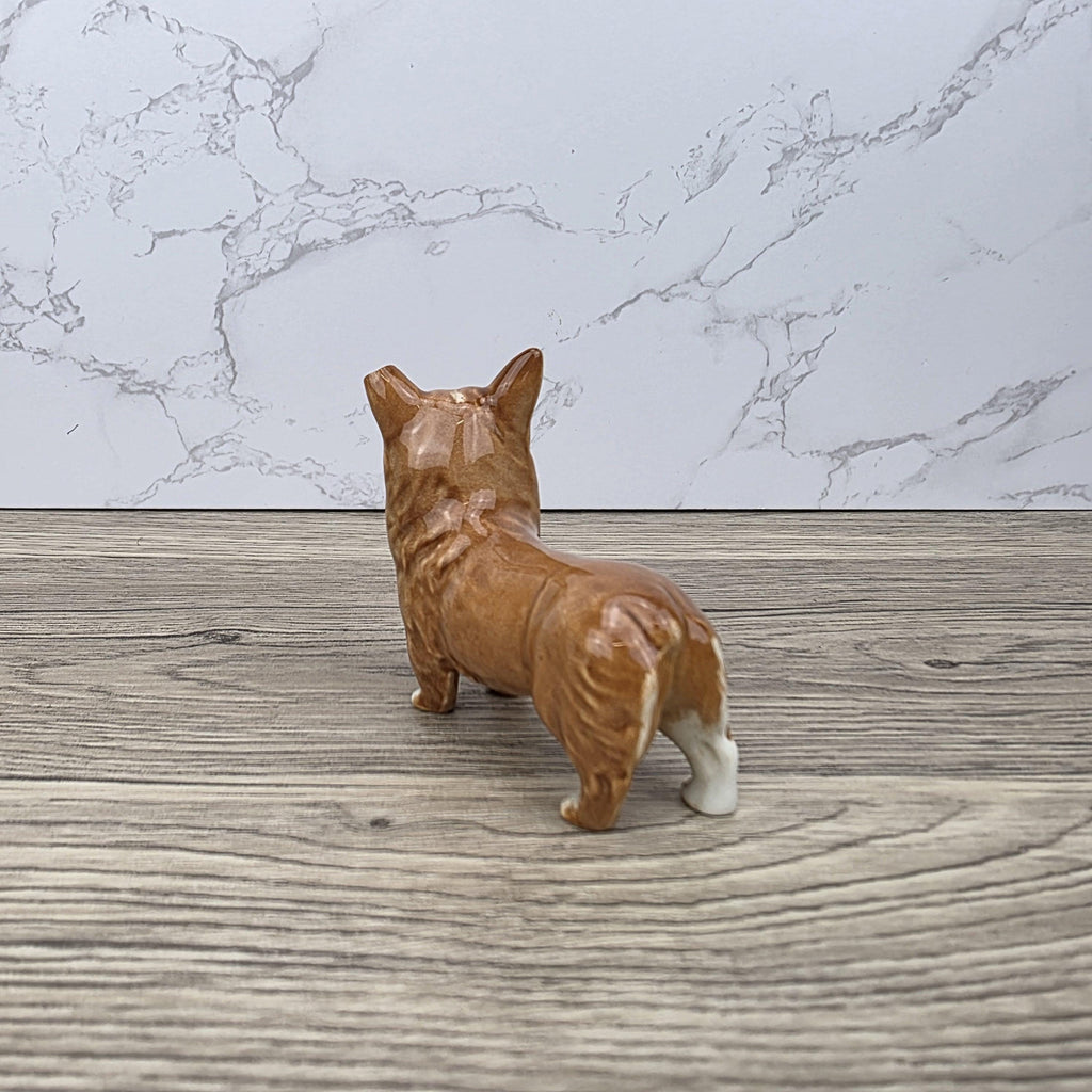 Beswick England Corgi Dog Figurine Vintage Porcelain Brown White Ceramic Animal Collectible British Pottery