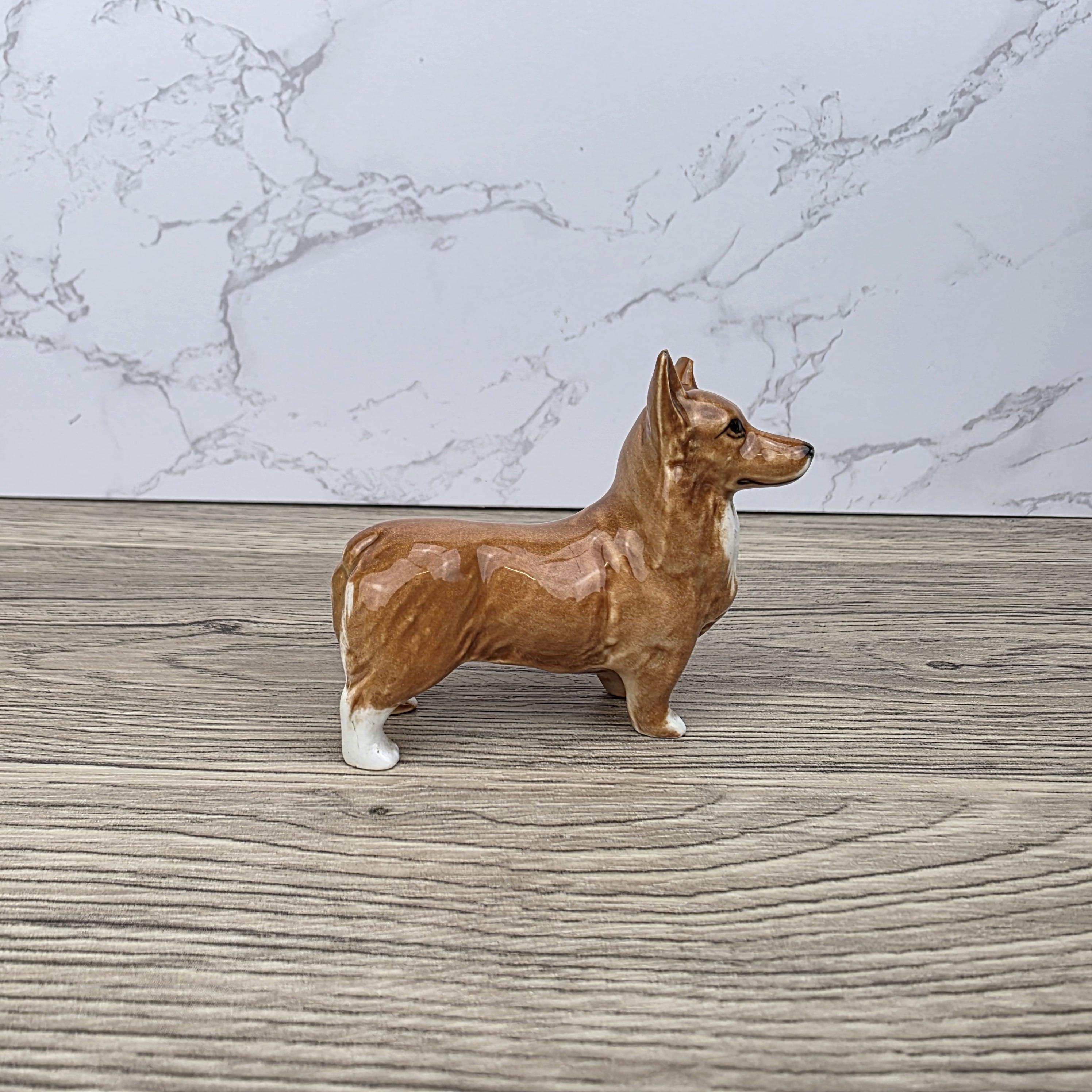 Beswick England Corgi Dog Figurine Vintage Porcelain Brown White Ceramic Animal Collectible British Pottery
