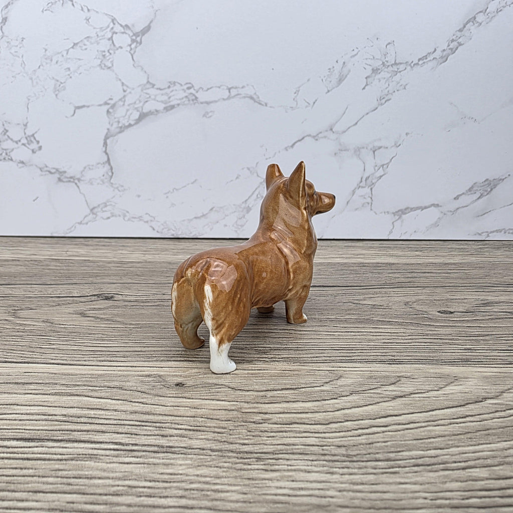 Beswick England Corgi Dog Figurine Vintage Porcelain Brown White Ceramic Animal Collectible British Pottery