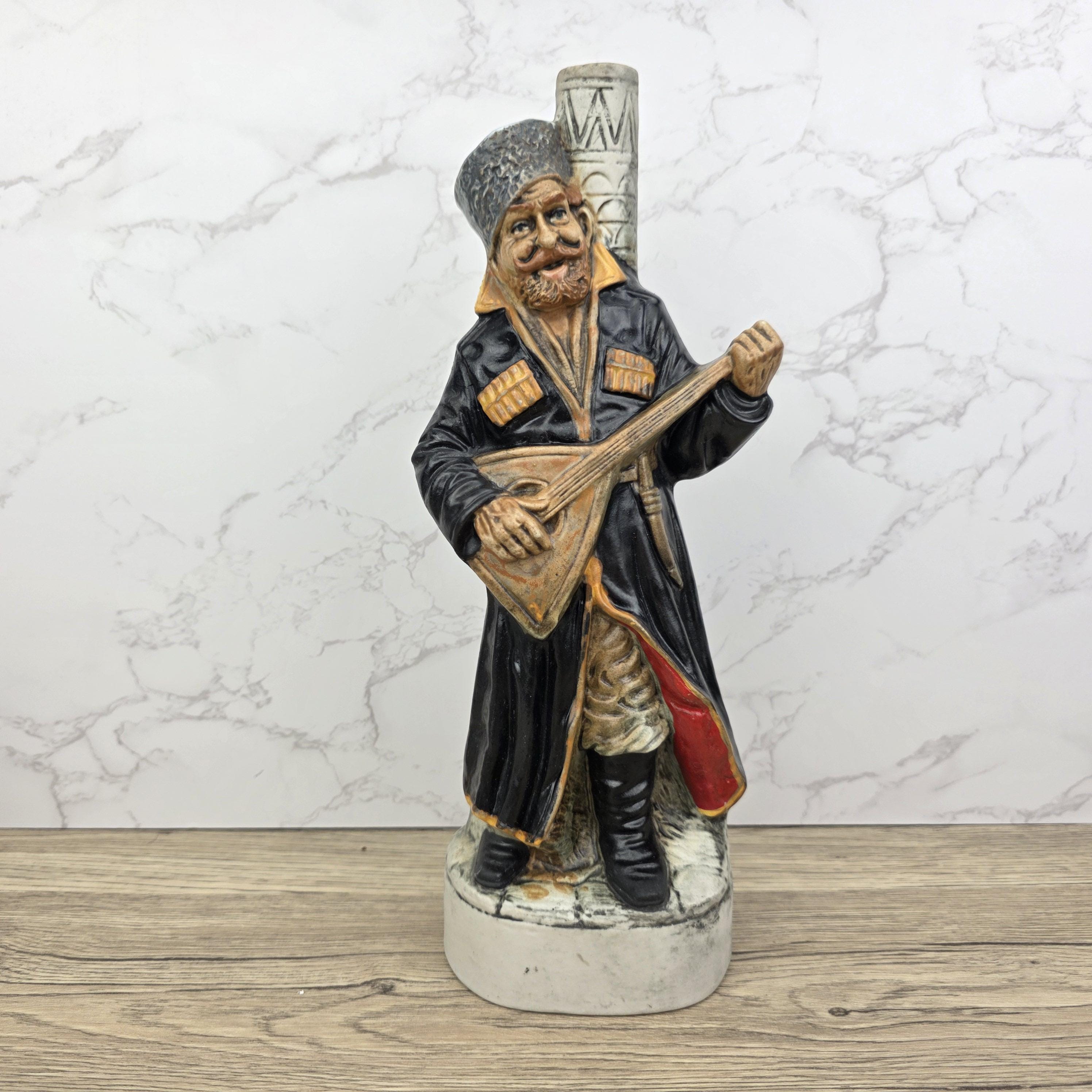 Vintage Ceramic Liquor Decanter KLEM Italy 1978 Cossack Musician Figurine Barware Collectible