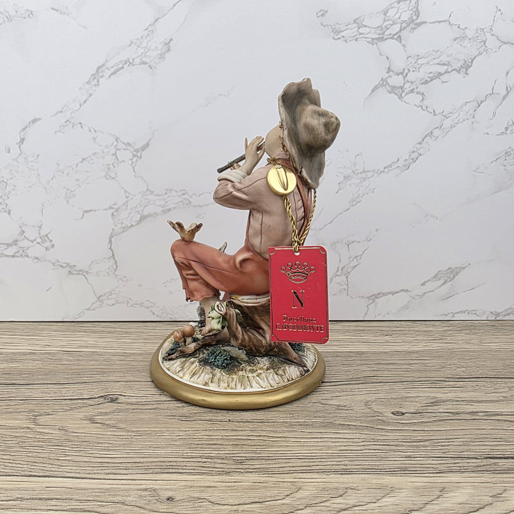 Vintage Capodimonte Porcelain Figurine, Boy with Flute, Hand Painted Italian Decor