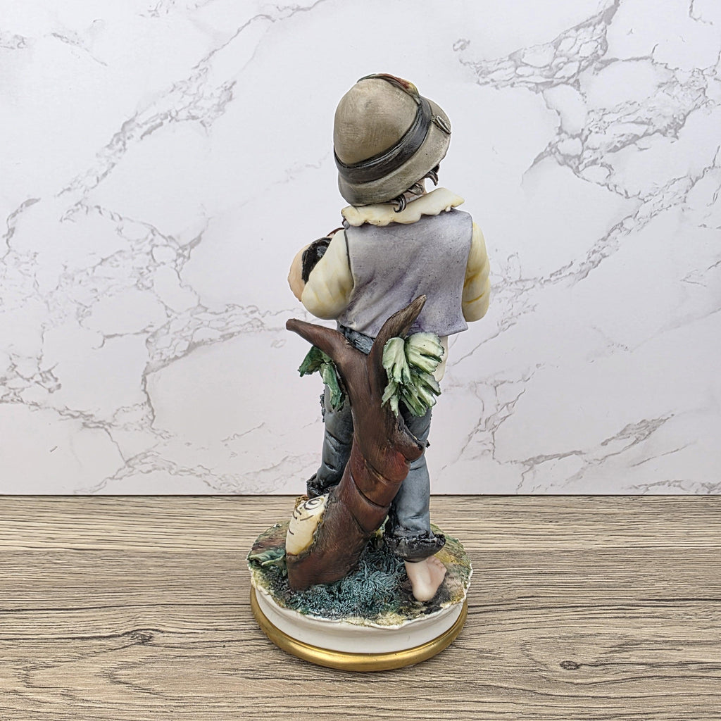 Capodimonte Porcelain Figurine Boy with Grapes Basket La Medea Italy Vintage Collectible