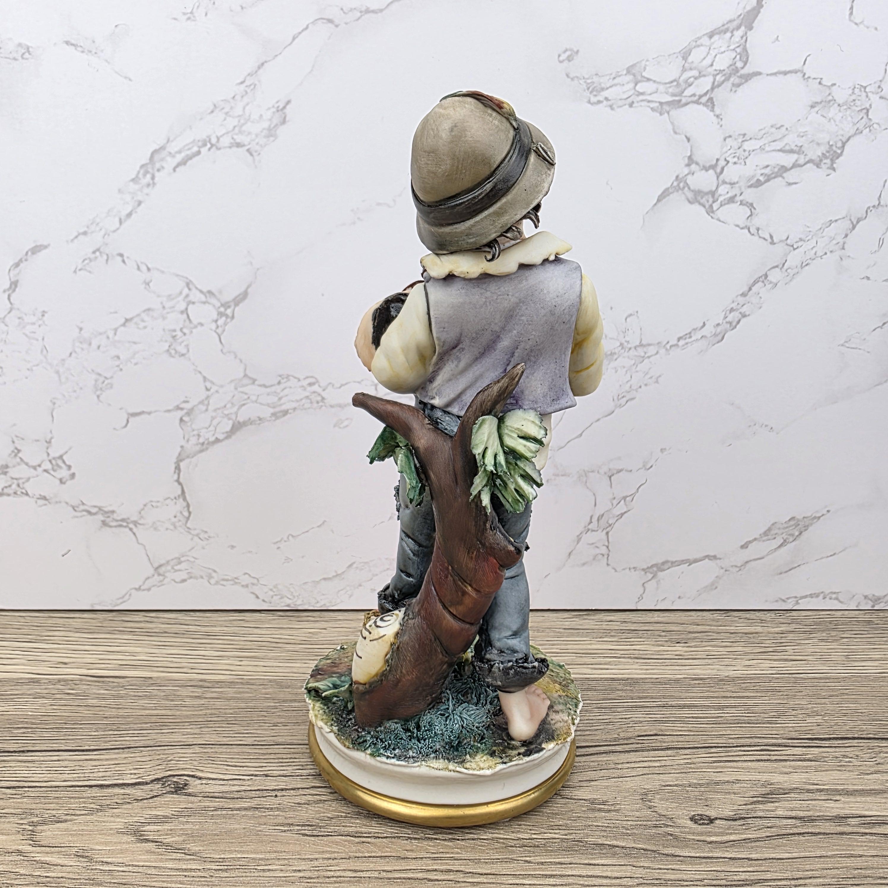 Capodimonte Porcelain Figurine Boy with Grapes Basket La Medea Italy Vintage Collectible