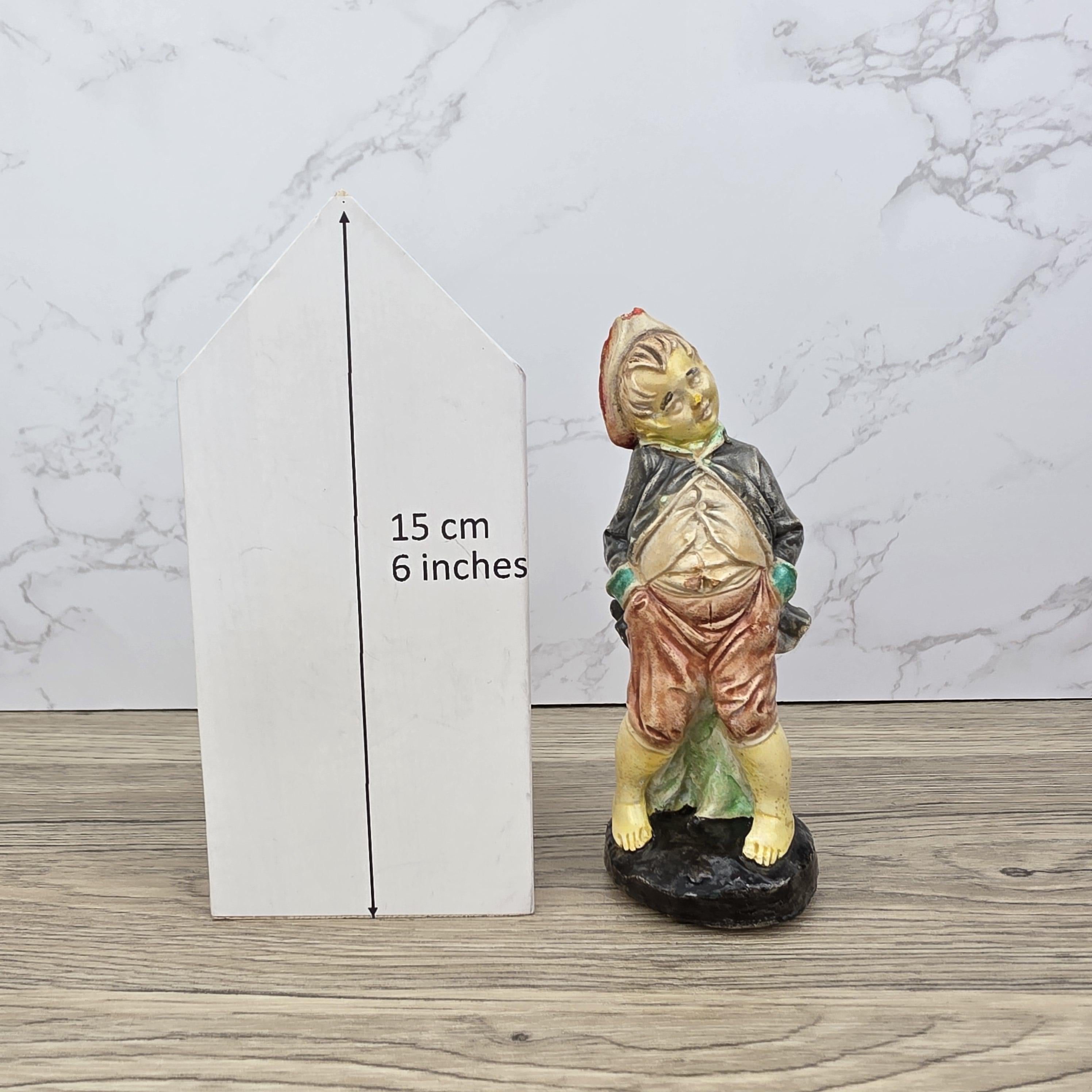 Chalkware Boy Figurine Vintage Hand Painted European Style 13 cm Collectible Sculpture