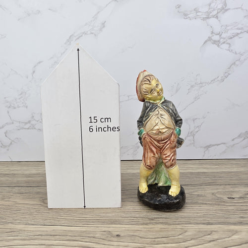 Chalkware Boy Figurine Vintage Hand Painted European Style 13 cm Collectible Sculpture