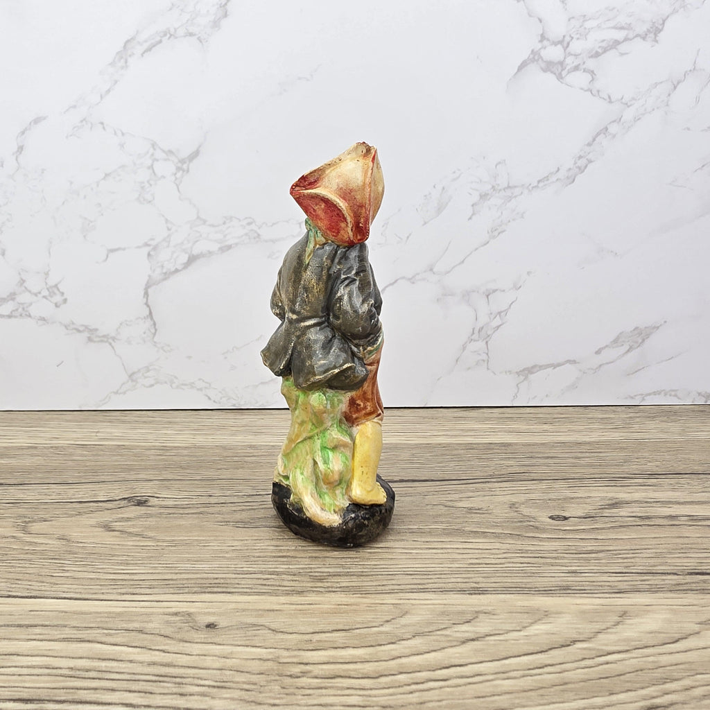 Chalkware Boy Figurine Vintage Hand Painted European Style 13 cm Collectible Sculpture