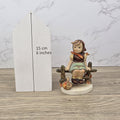 Goebel Hummel Figurine Farm Girl on Fence Vintage Collectible 1950s Ceramic Statue Gift