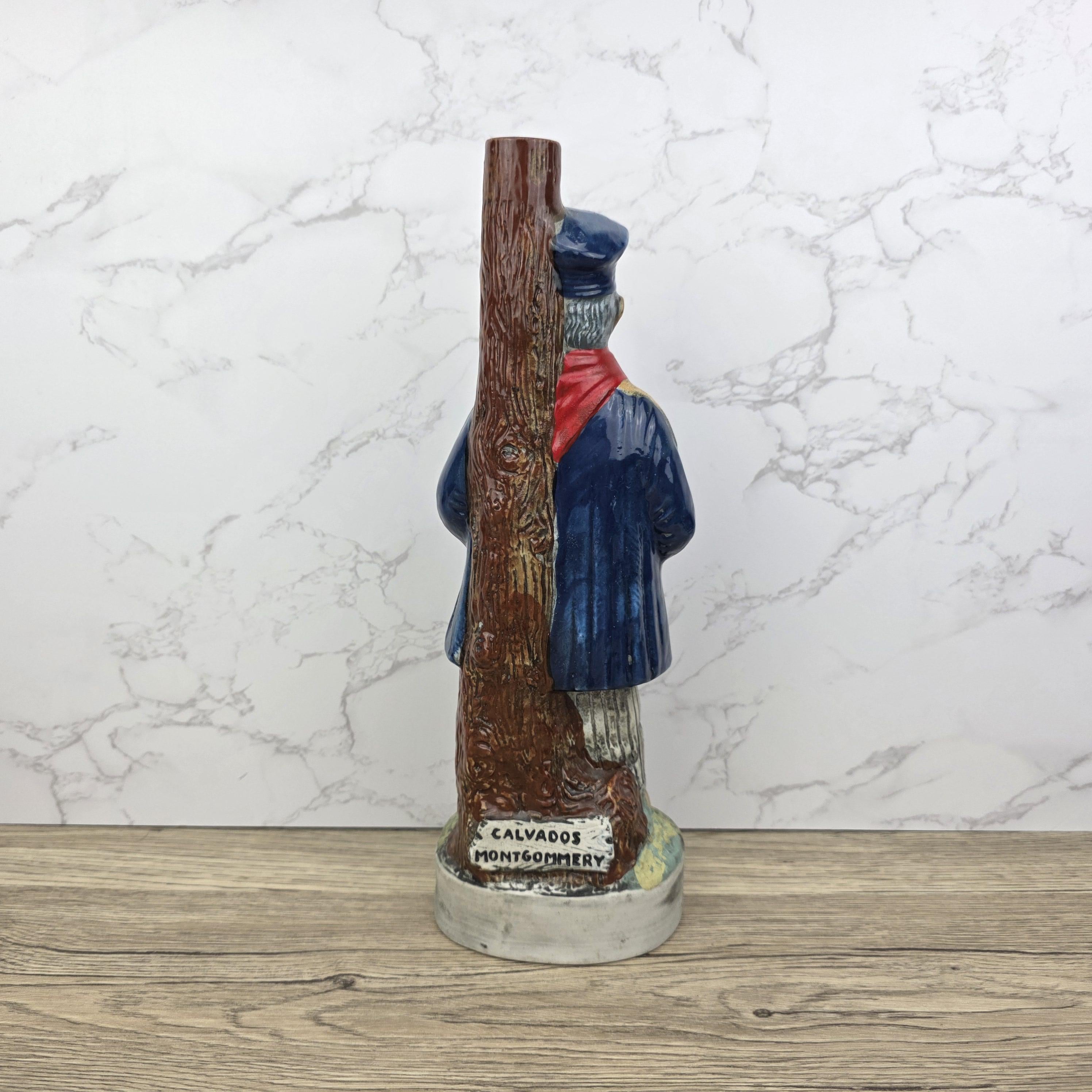 Vintage Montgommery Ceramic Decanter • Calvados Tradition France Pottery Bottle