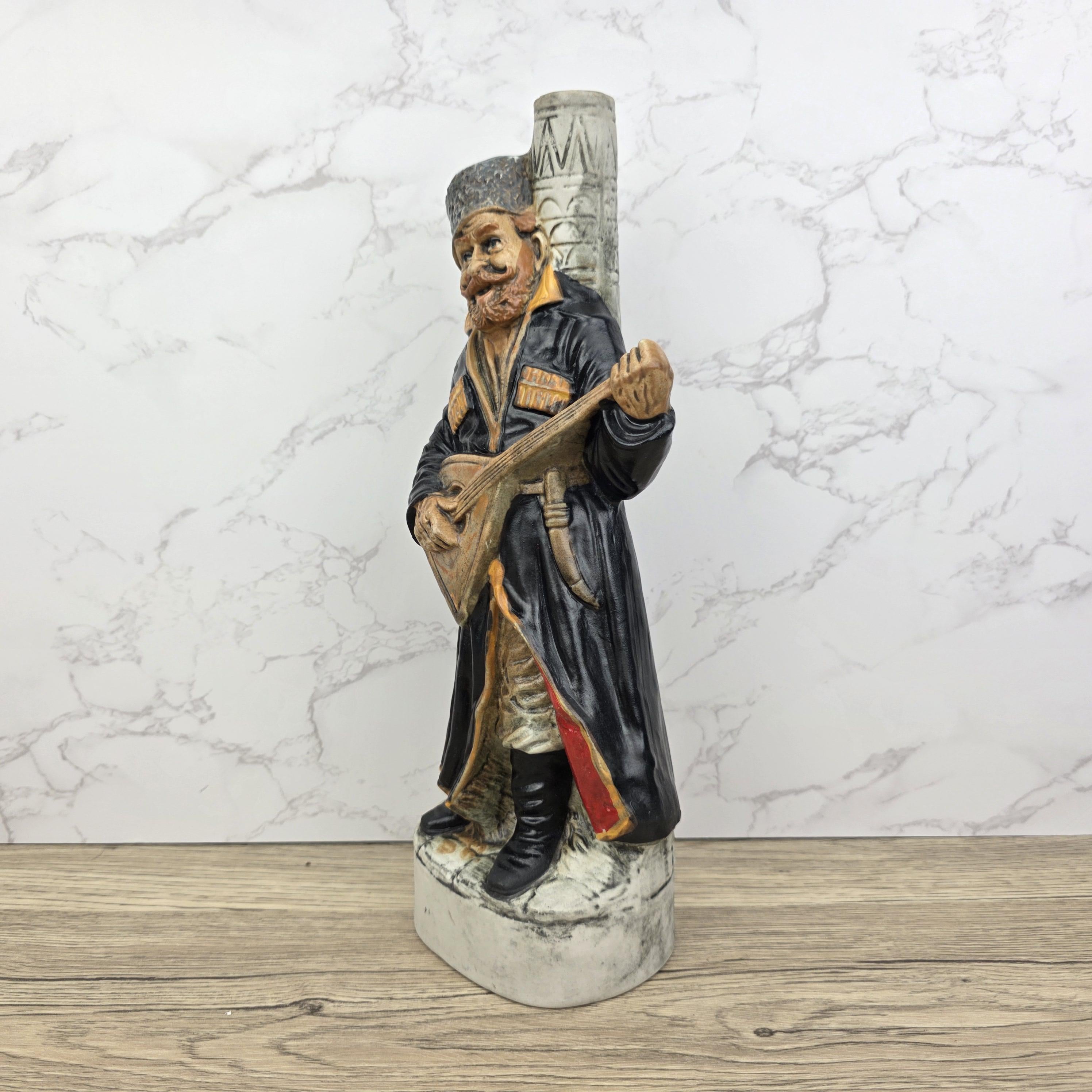Vintage Ceramic Liquor Decanter KLEM Italy 1978 Cossack Musician Figurine Barware Collectible