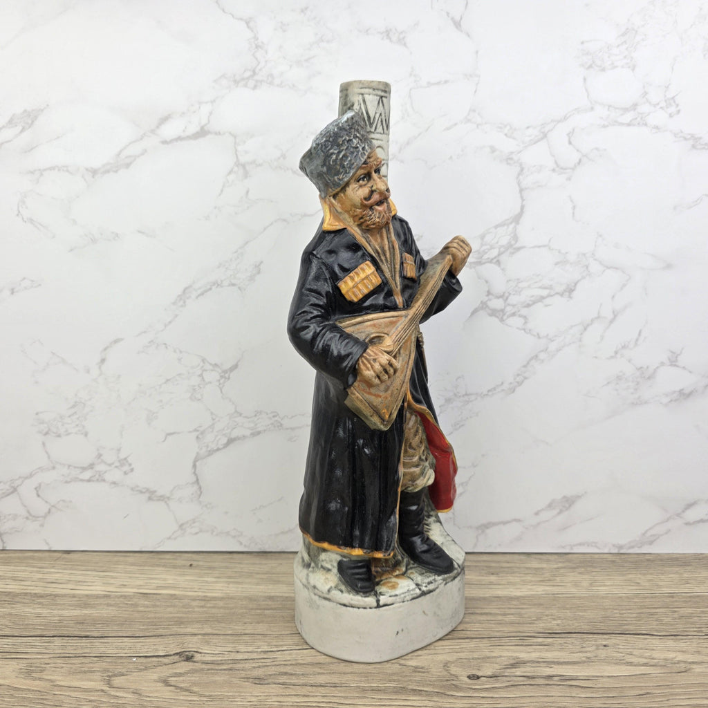 Vintage Ceramic Liquor Decanter KLEM Italy 1978 Cossack Musician Figurine Barware Collectible