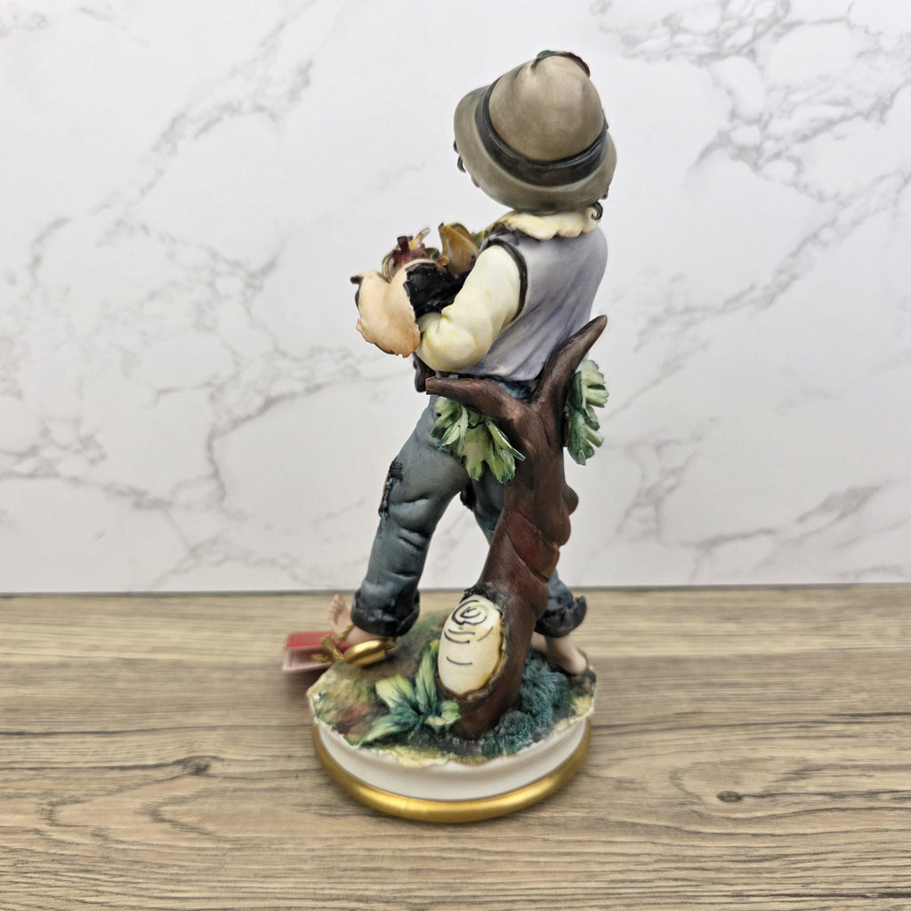 Capodimonte Porcelain Figurine Boy with Grapes Basket La Medea Italy Vintage Collectible