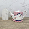 Vintage Novelty Teapot: Pink Roses Tablecloth Design, Cottagecore Kitchen