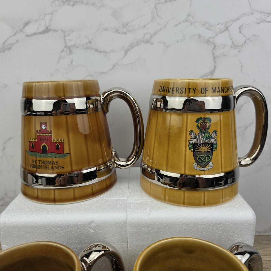 Vintage Wade England Ceramic Barrel Mugs – University & Destination Beer Steins – 4 Models Available