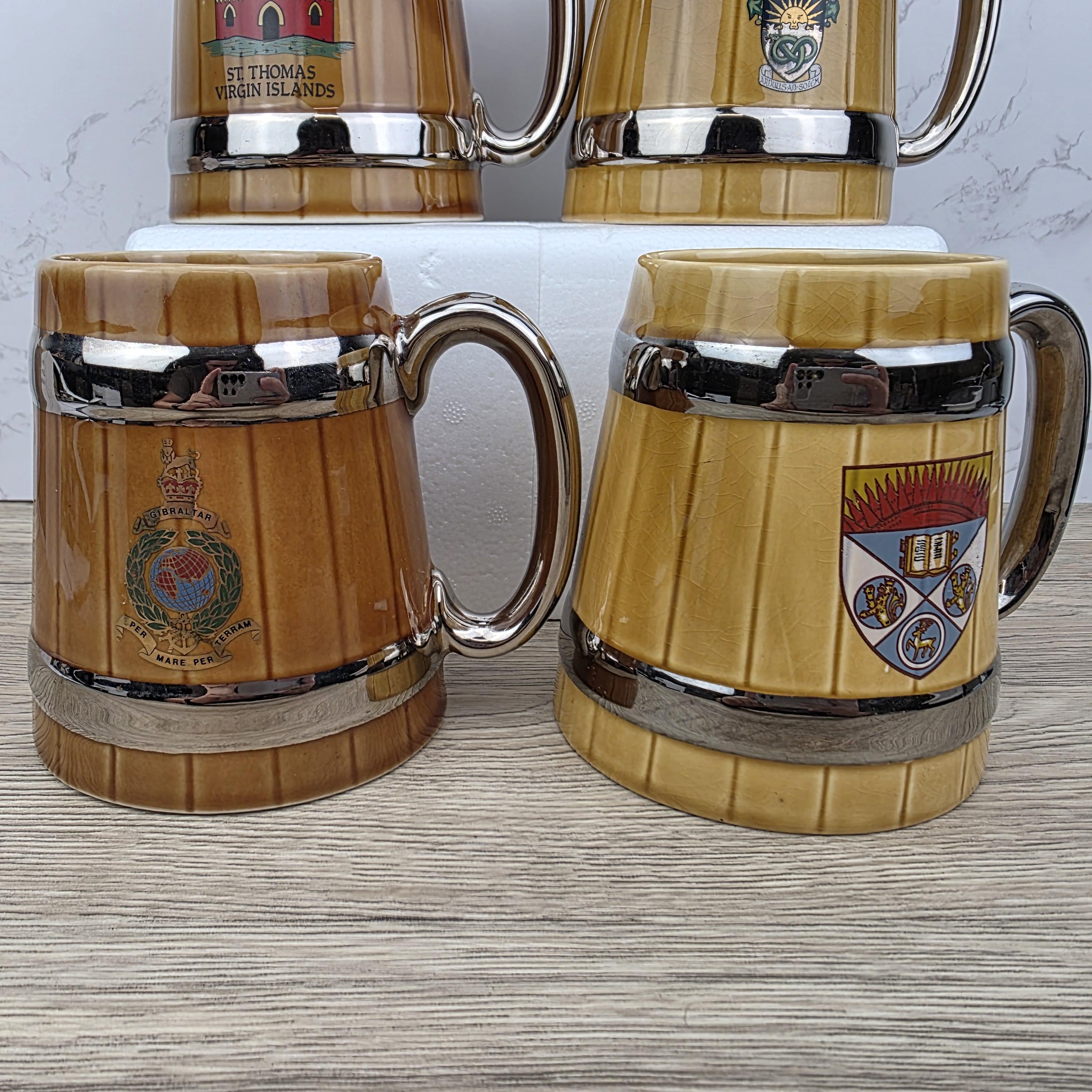 Vintage Wade England Ceramic Barrel Mugs – University & Destination Beer Steins – 4 Models Available
