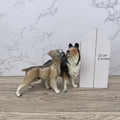 Vintage West Germany Porcelain Boxer & Collie Dog Figurine | Mid Century Ceramic Animal Sculpture