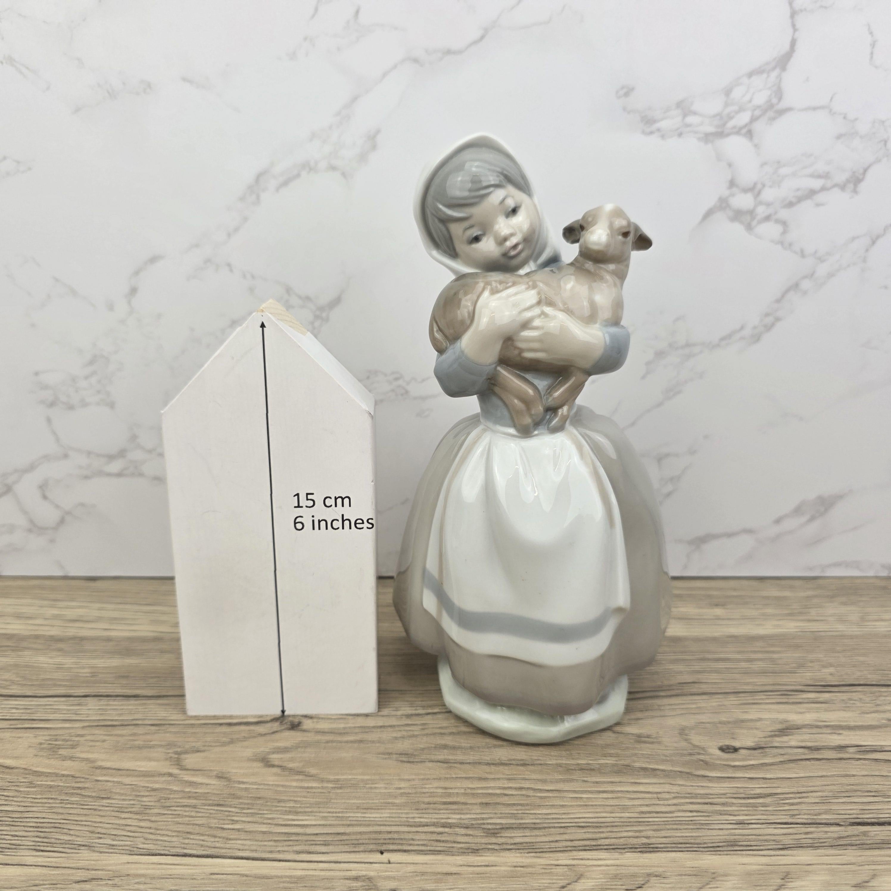 Vintage Nao Lladro Figurine | Spanish Porcelain Girl with Lamb