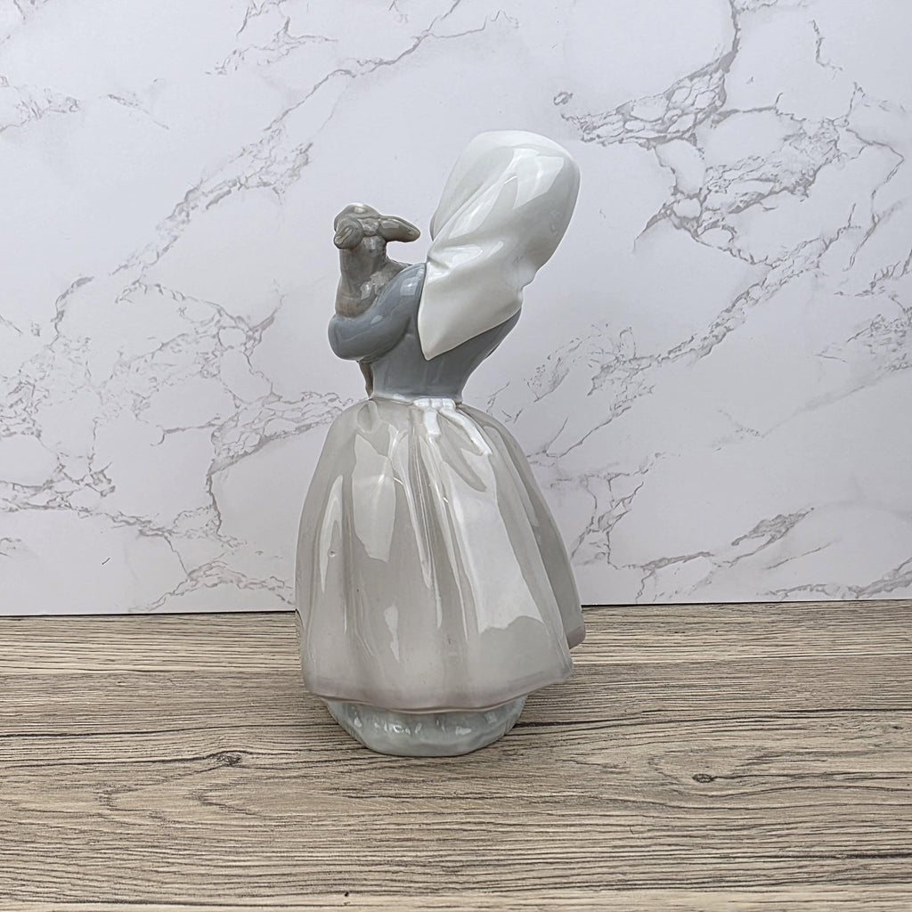 Vintage Nao Lladro Figurine | Spanish Porcelain Girl with Lamb