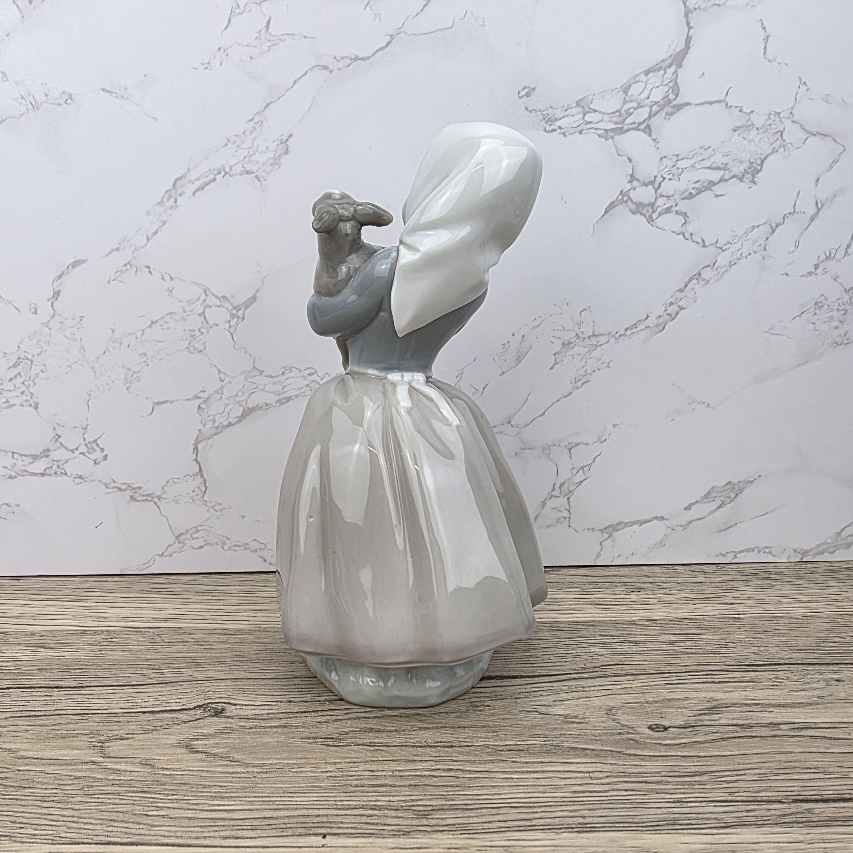 Vintage Nao Lladro Figurine | Spanish Porcelain Girl with Lamb