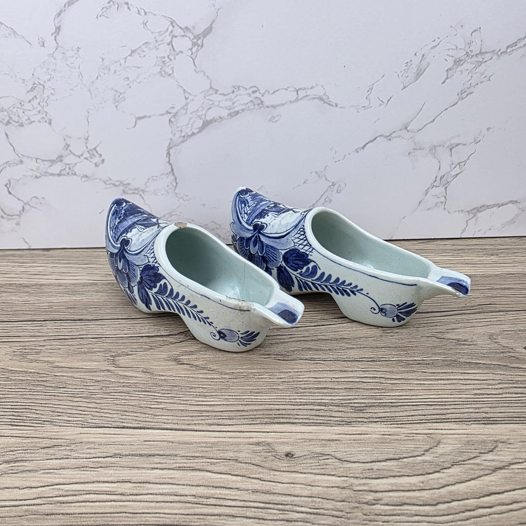 Vintage Delft Blue Ceramic Clogs | Hand Painted Dutch Shoes, Firma C. van Gool