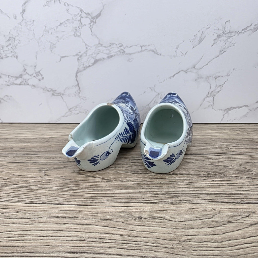 Vintage Delft Blue Ceramic Clogs | Hand Painted Dutch Shoes, Firma C. van Gool