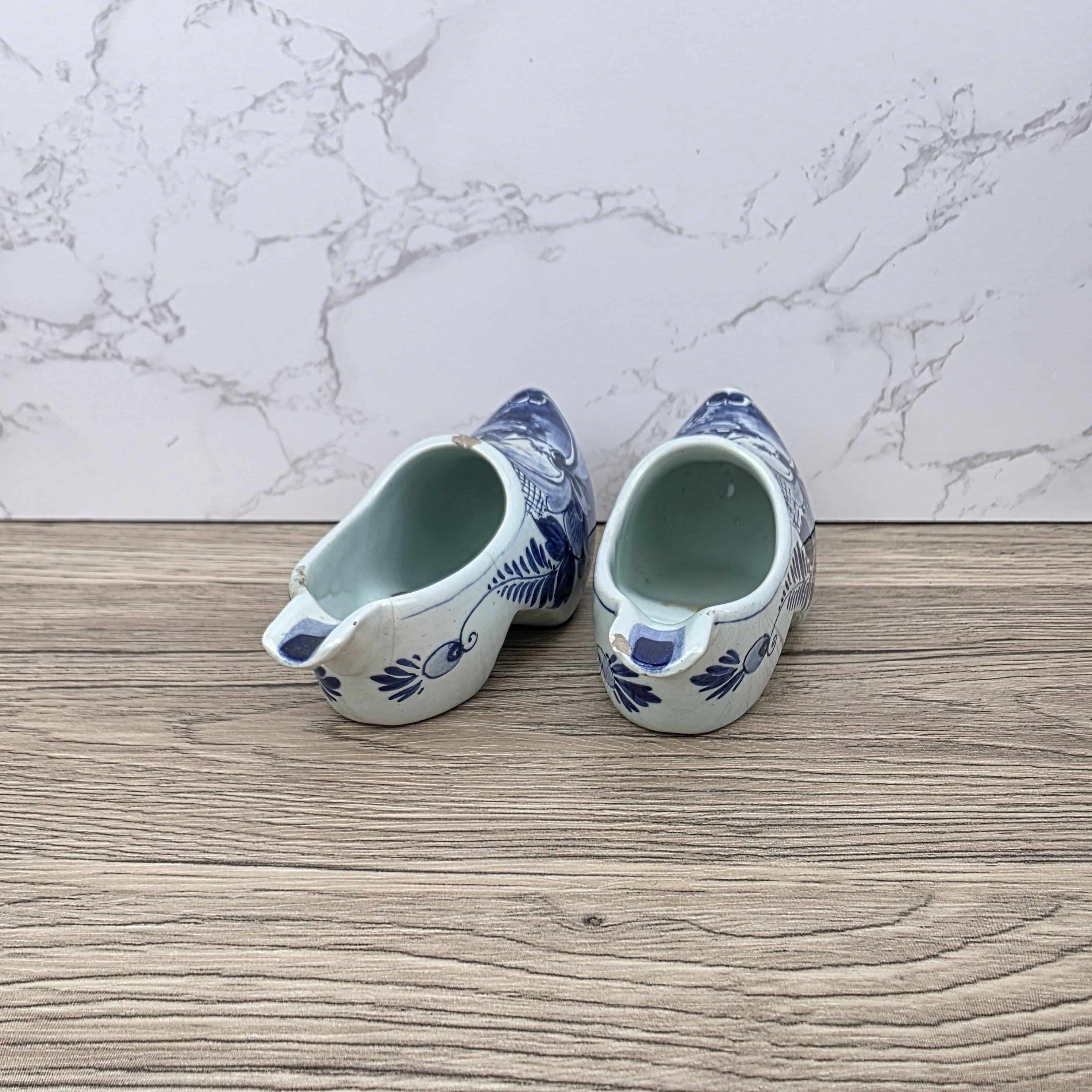 Vintage Delft Blue Ceramic Clogs | Hand Painted Dutch Shoes, Firma C. van Gool