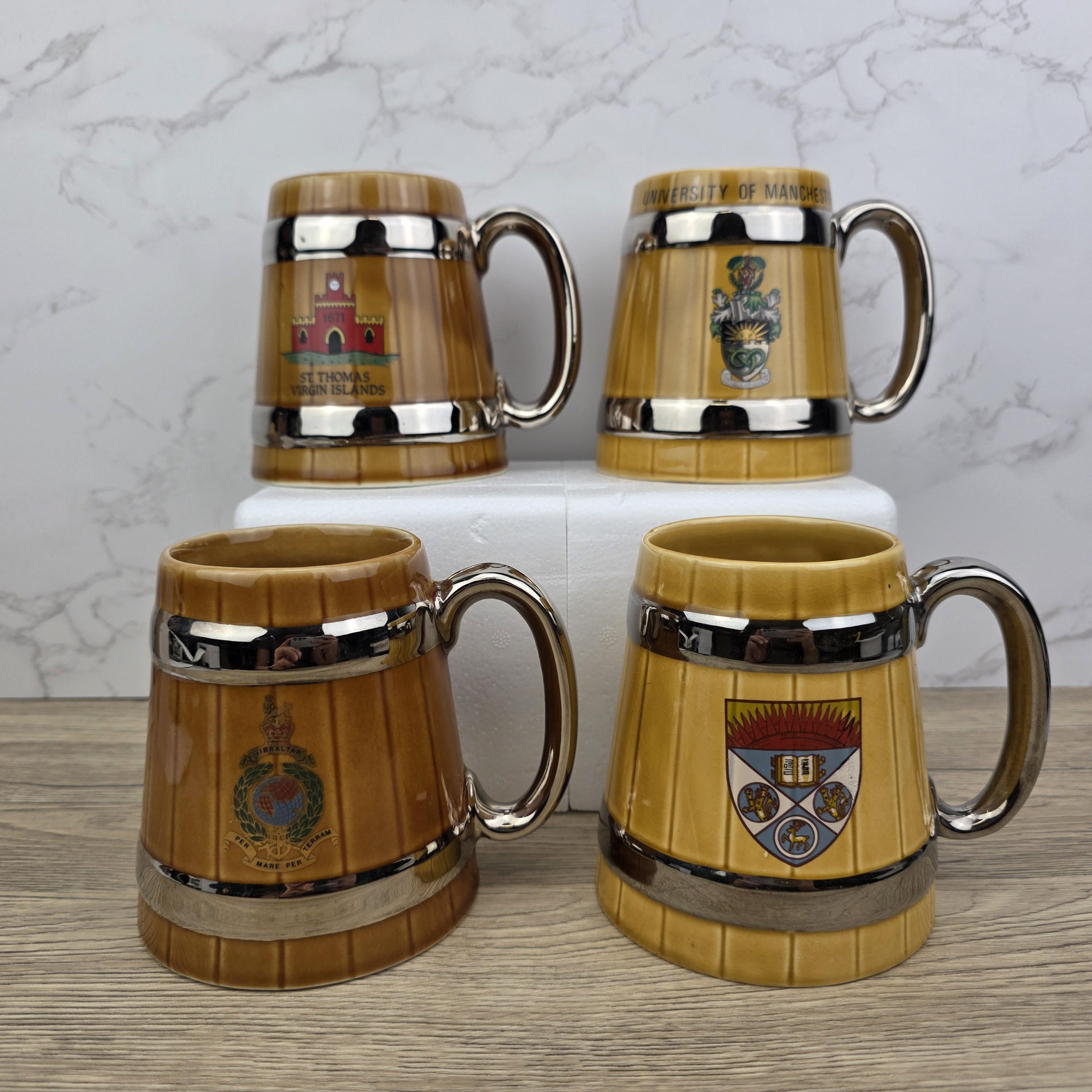 Vintage Wade England Ceramic Barrel Mugs – University & Destination Beer Steins – 4 Models Available