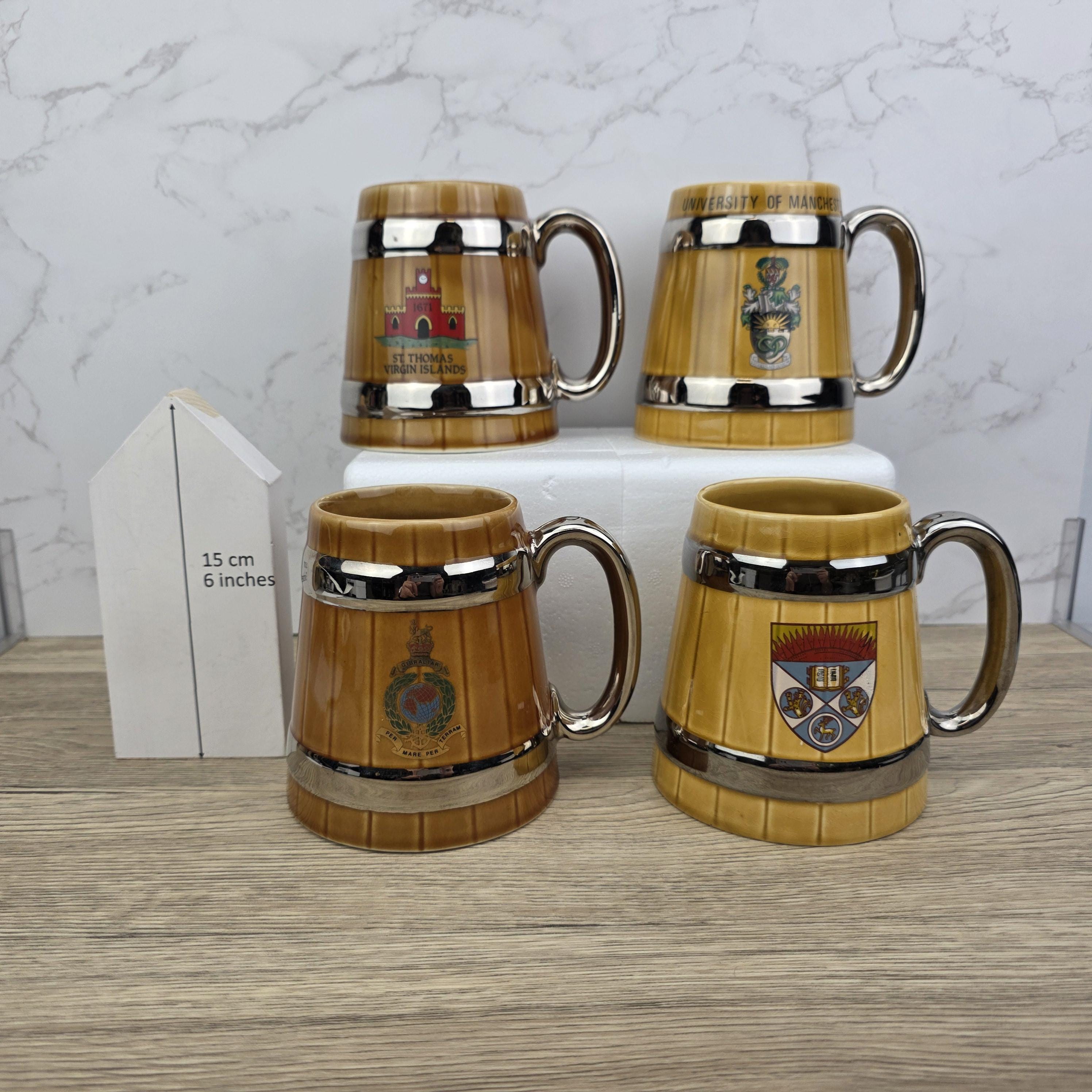 Vintage Wade England Ceramic Barrel Mugs – University & Destination Beer Steins – 4 Models Available