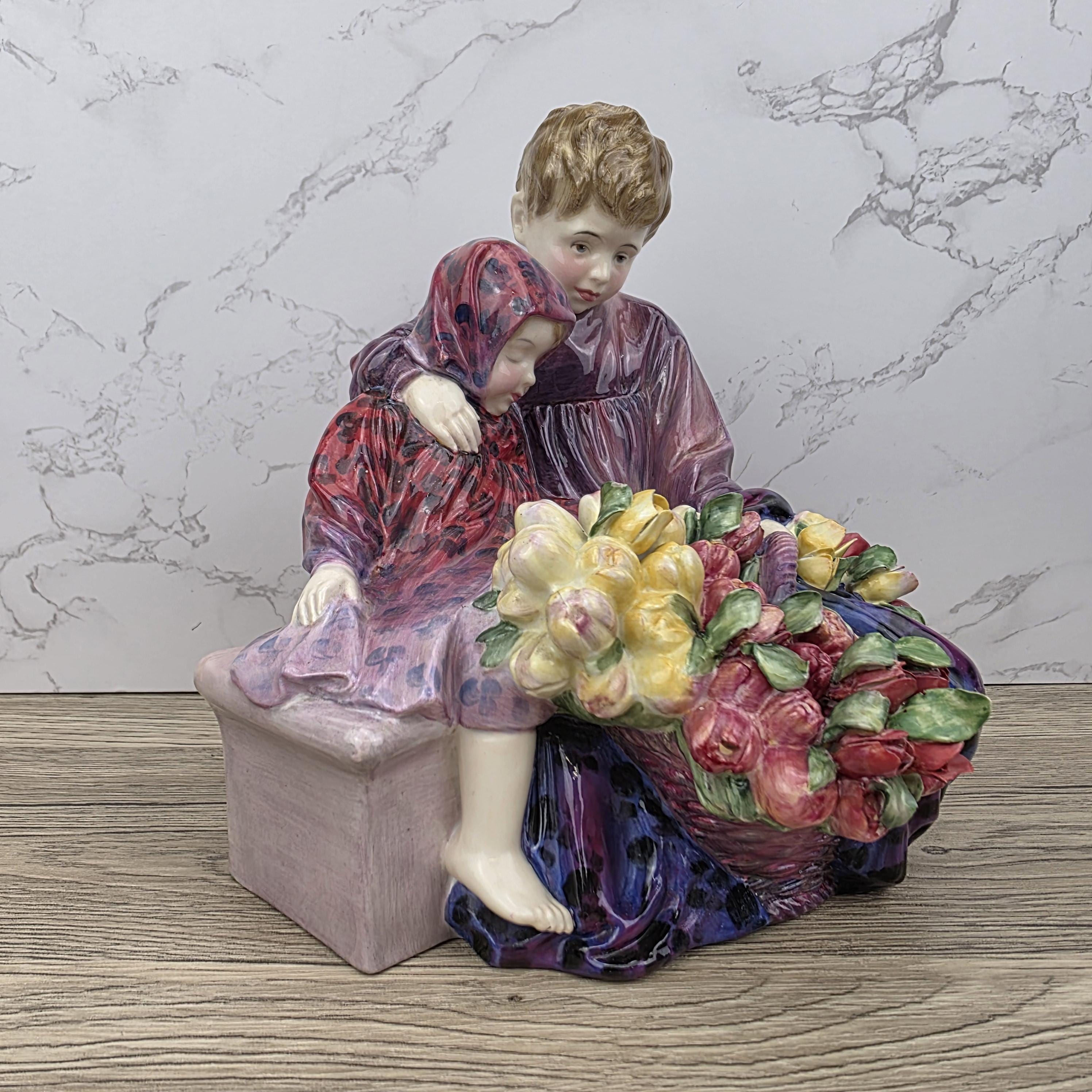 Vintage Royal Doulton Figurine, Flower Seller’s Children HN1342