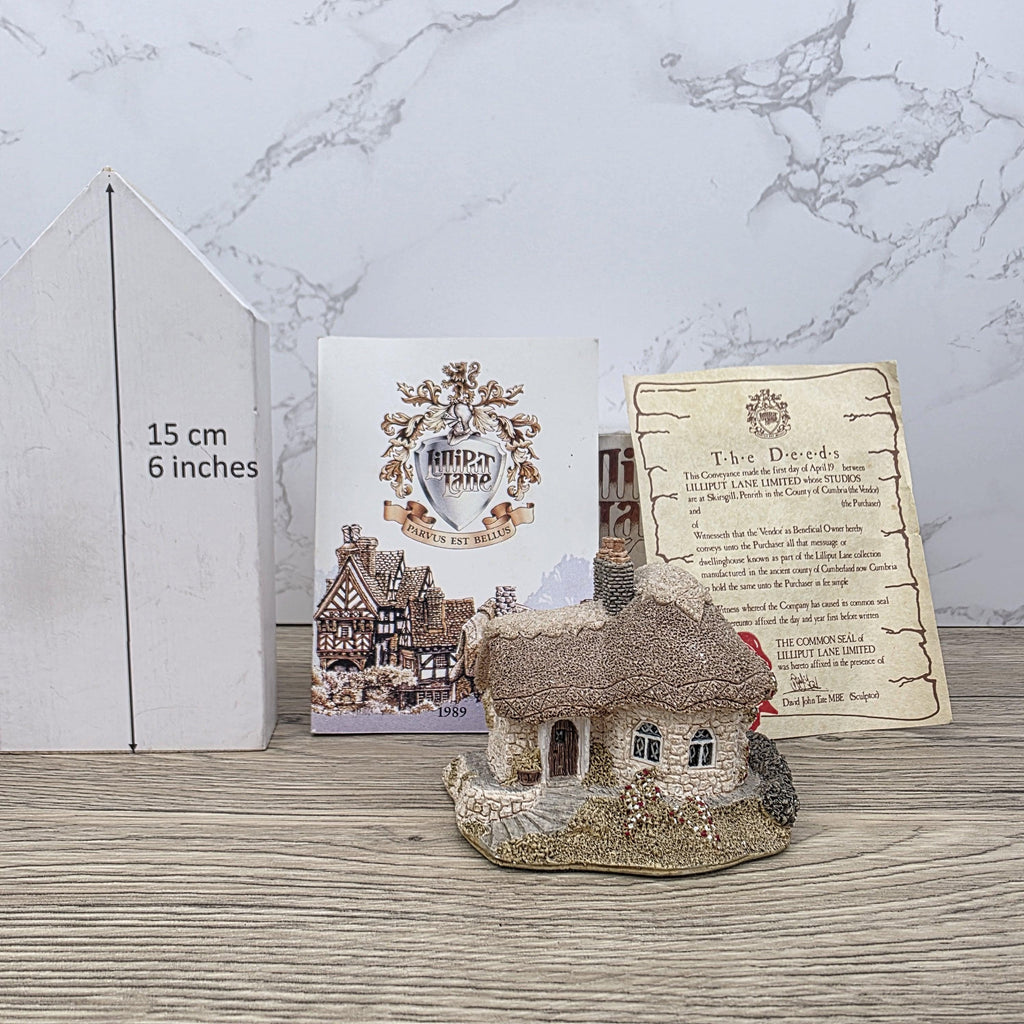 Lilliput Lane “Chine Cot” Cottage 1989 – Vintage Handmade Miniature English House with Box & Deeds