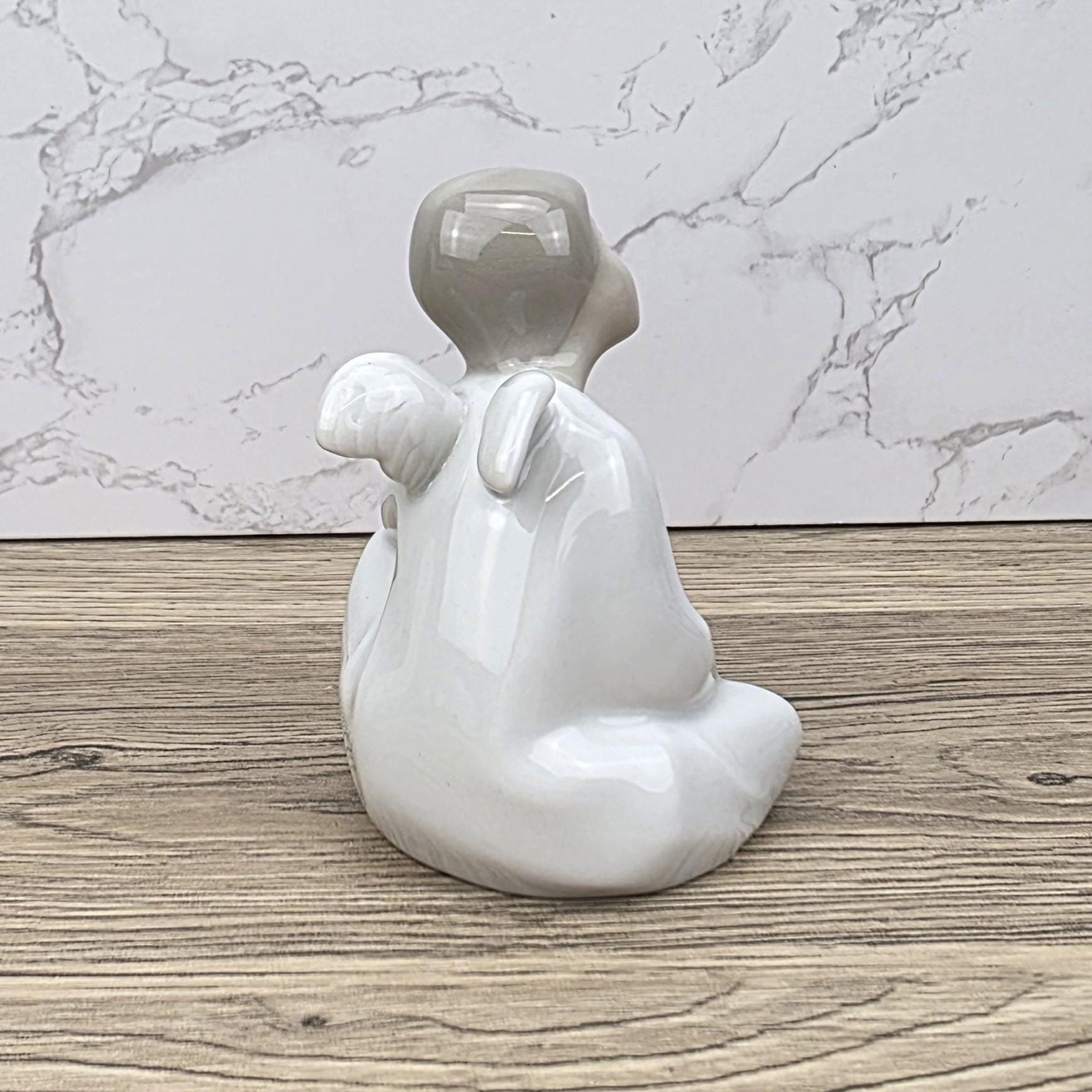 NAO Lladro Porcelain Angel Figurine | Seated Dreaming Angel, Drum