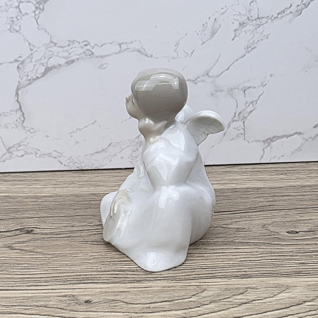 NAO Lladro Porcelain Angel Figurine | Seated Dreaming Angel, Drum