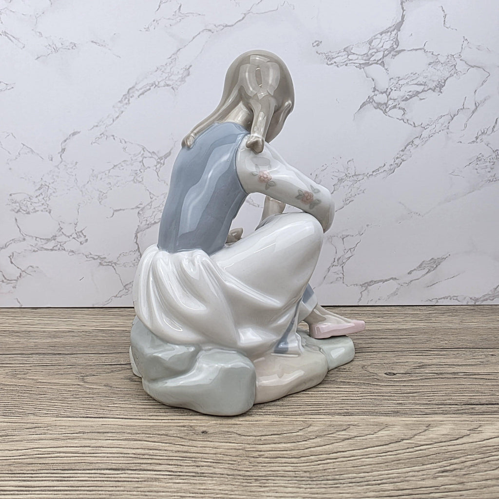 NAO Lladro Porcelain Figurine | Girl with Basket, Handmade Spanish Decor