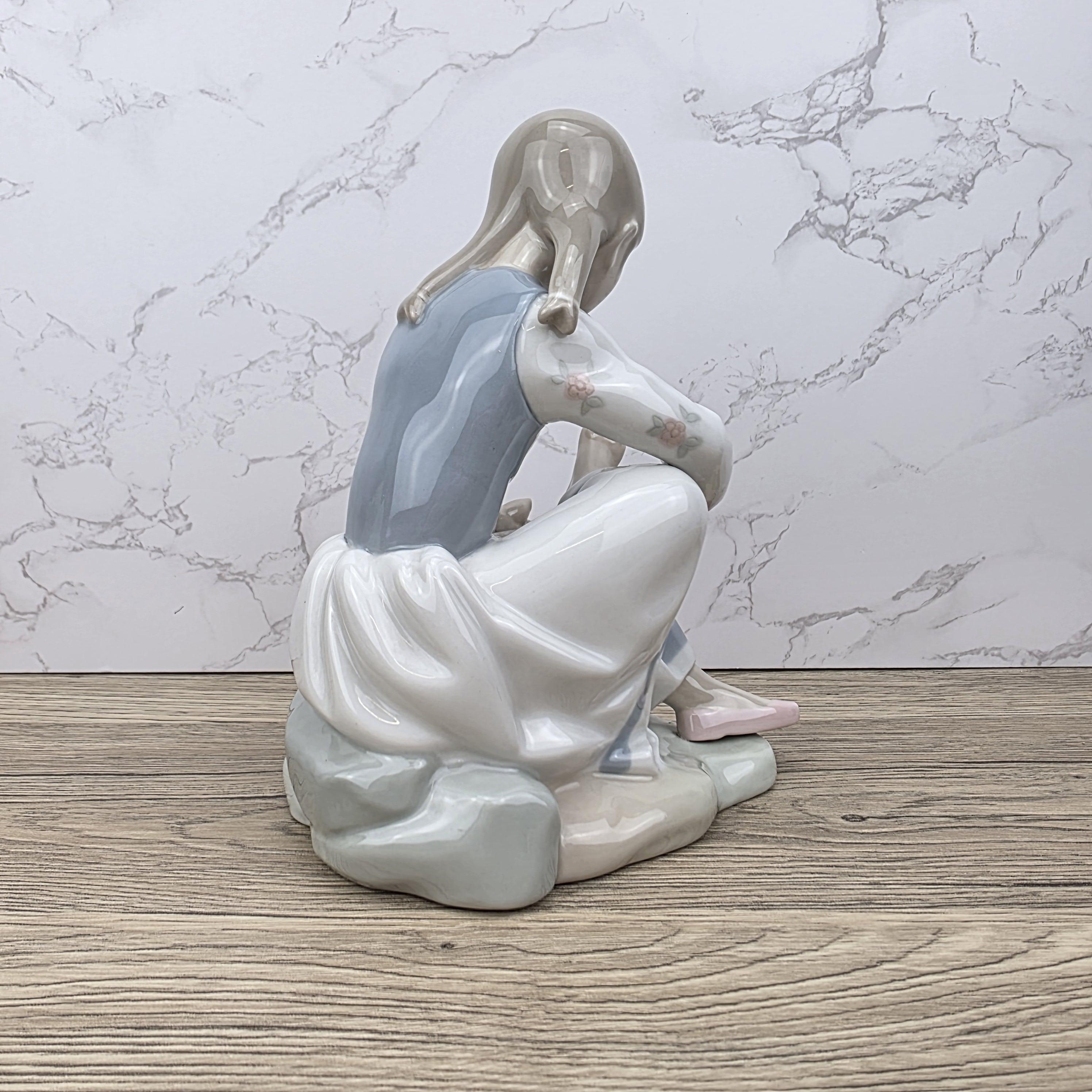 NAO Lladro Porcelain Figurine | Girl with Basket, Handmade Spanish Decor