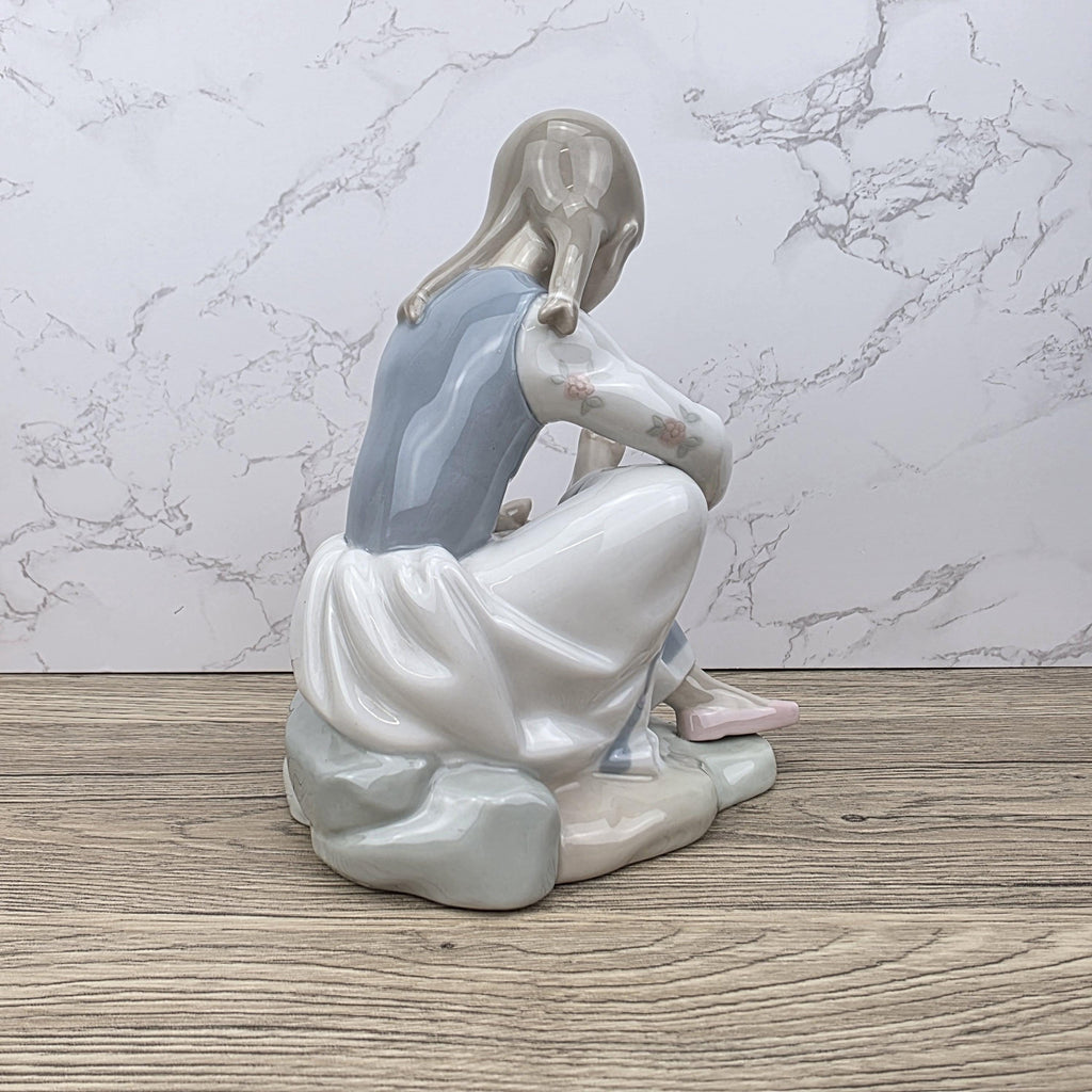 NAO Lladro Porcelain Figurine | Girl with Basket, Handmade Spanish Decor