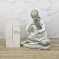 NAO Lladro Porcelain Figurine | Girl with Basket, Handmade Spanish Decor
