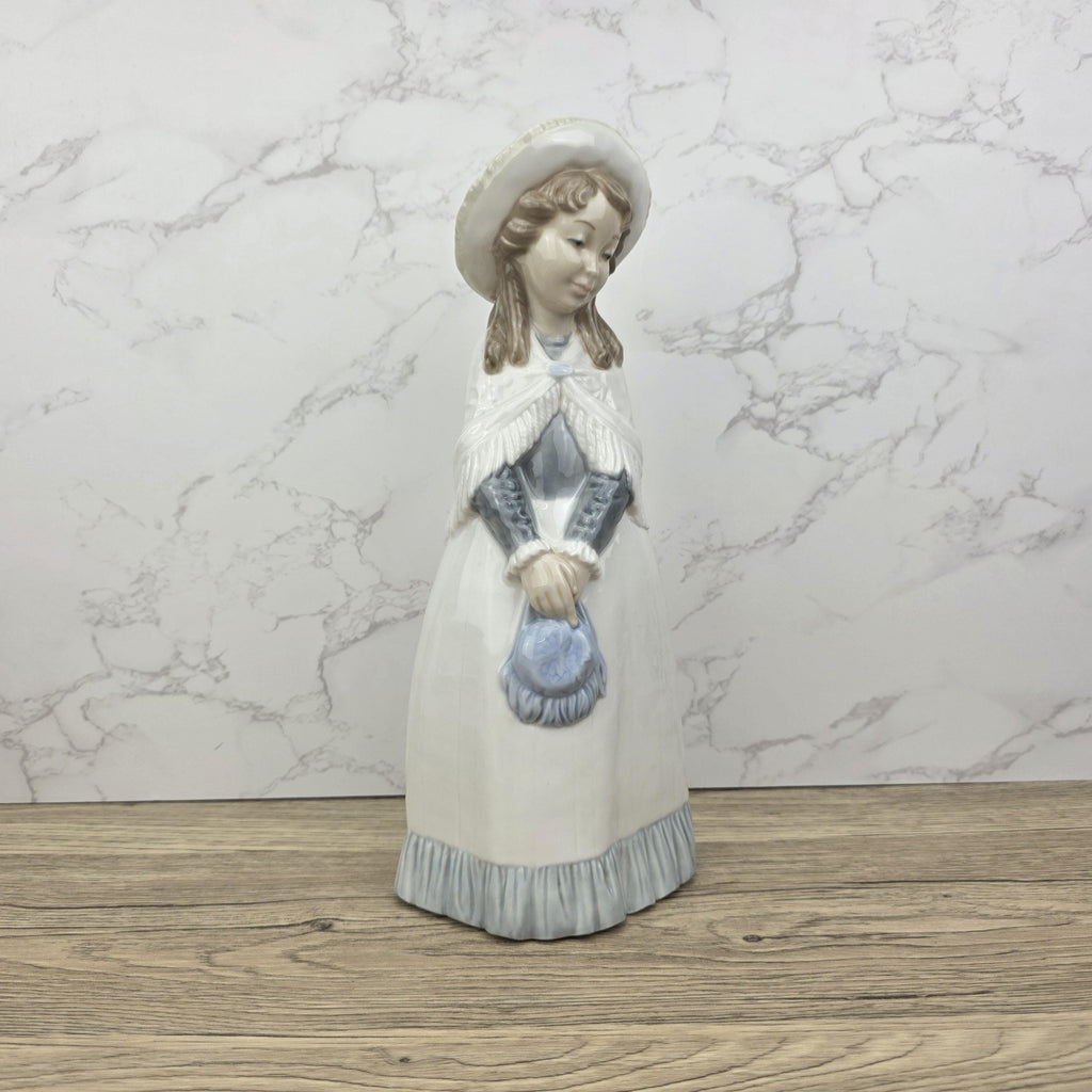 NAO Lladro Porcelain Figurine | Vintage Victorian Girl with Bonnet