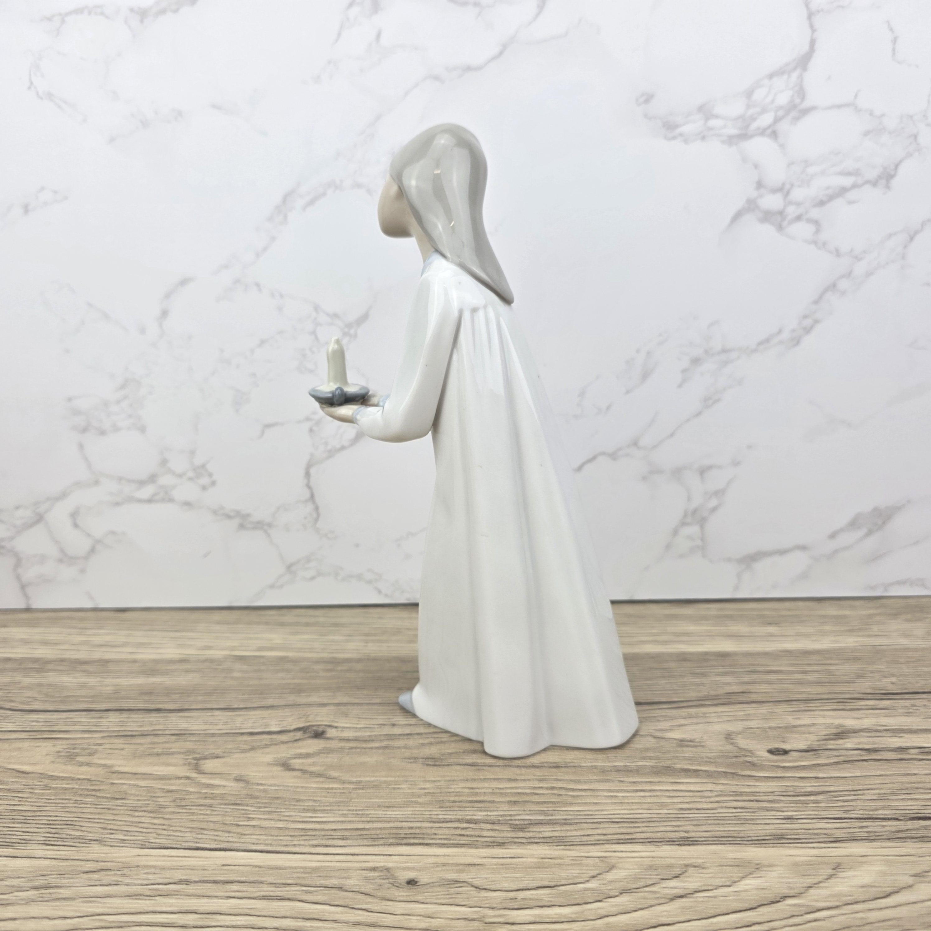 Lladro Porcelain Figurine Girl with Candle 4687 | Vintage Spanish Collectible | Vintage Handmade Glazed Ceramic
